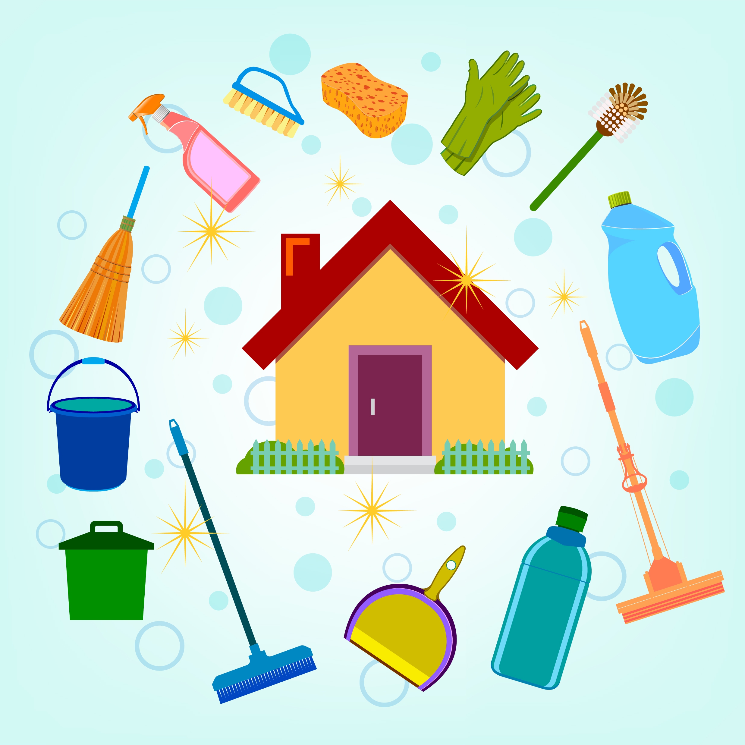 cleaning service design elements house icons various symbols