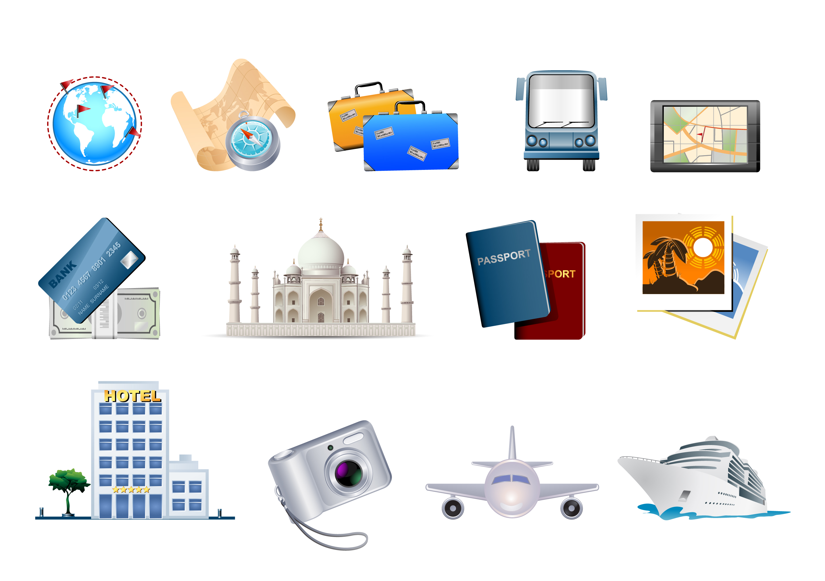 travel icons set