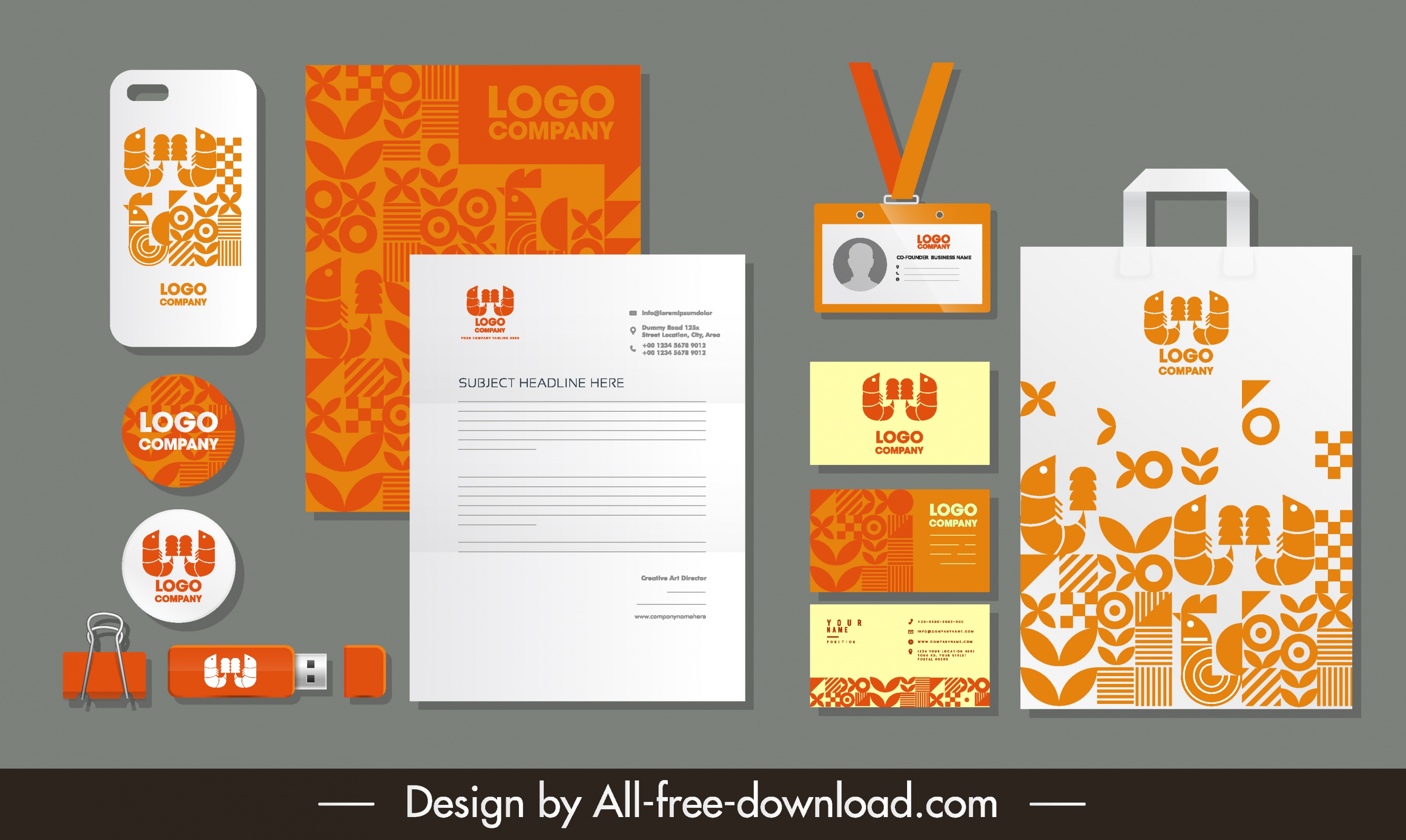 corporate identity sets orange white abstract decor