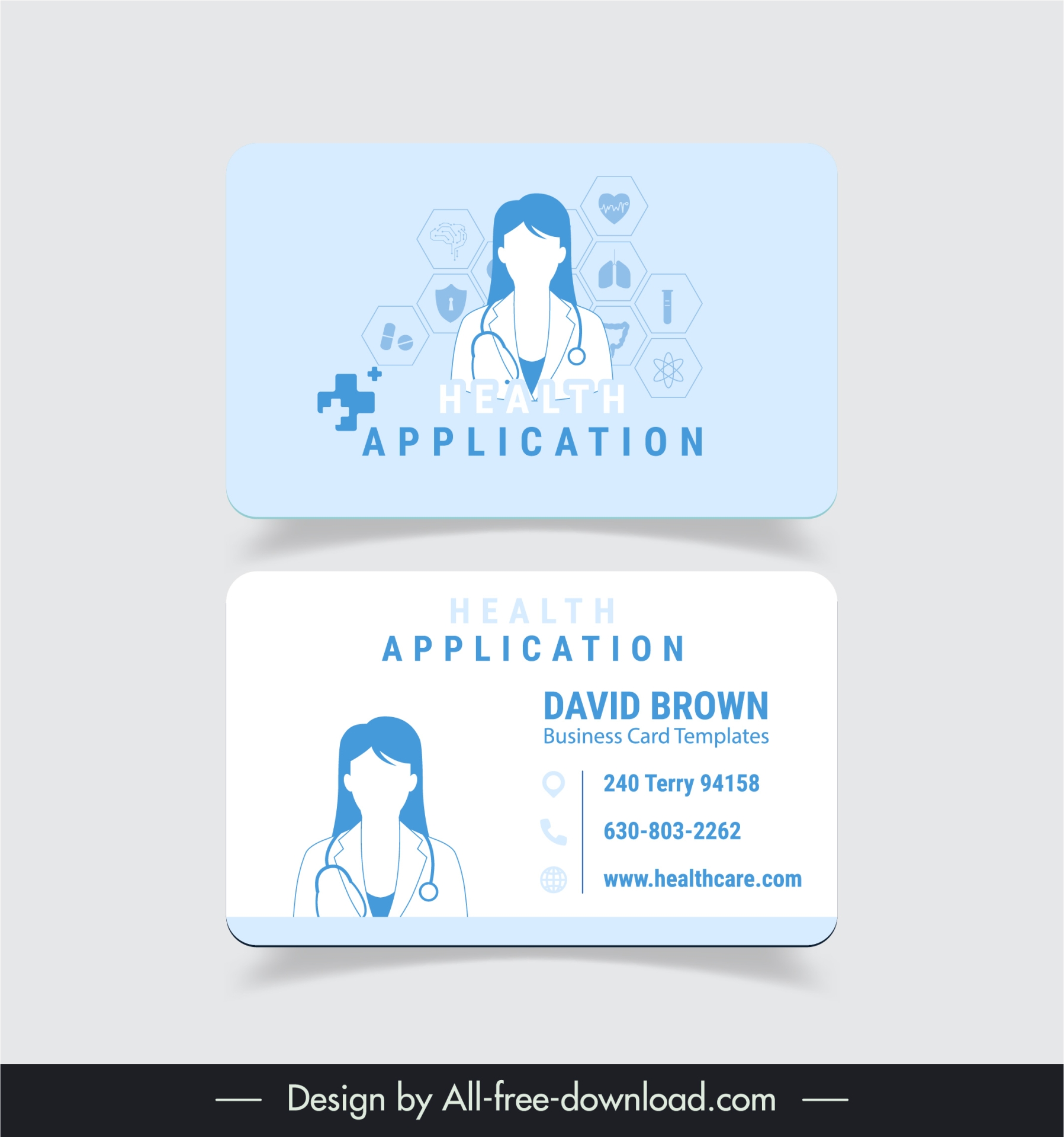 health application business card template elegant flat doctor medical elements 