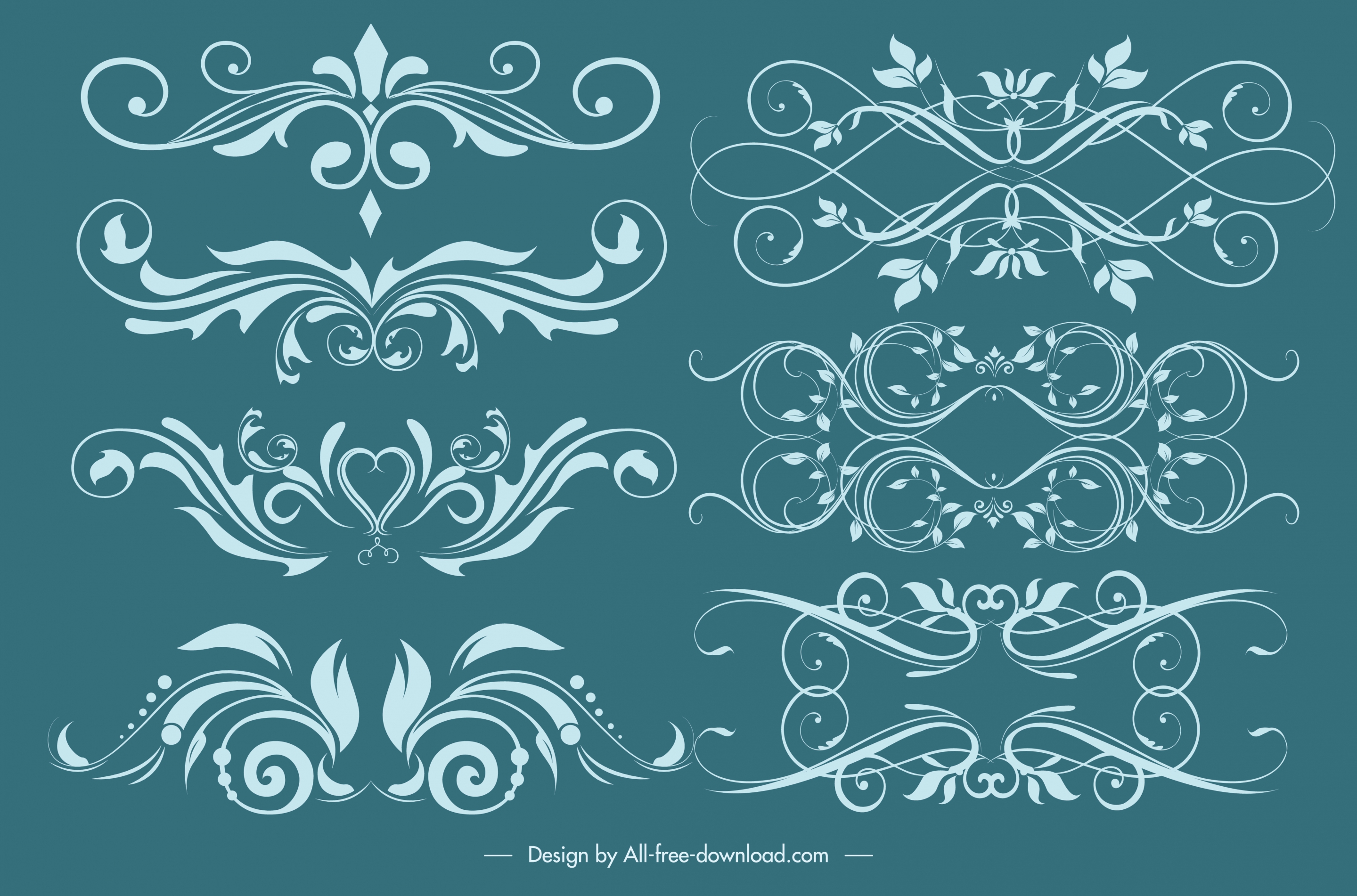 decorative elements classical symmetric swirled shapes