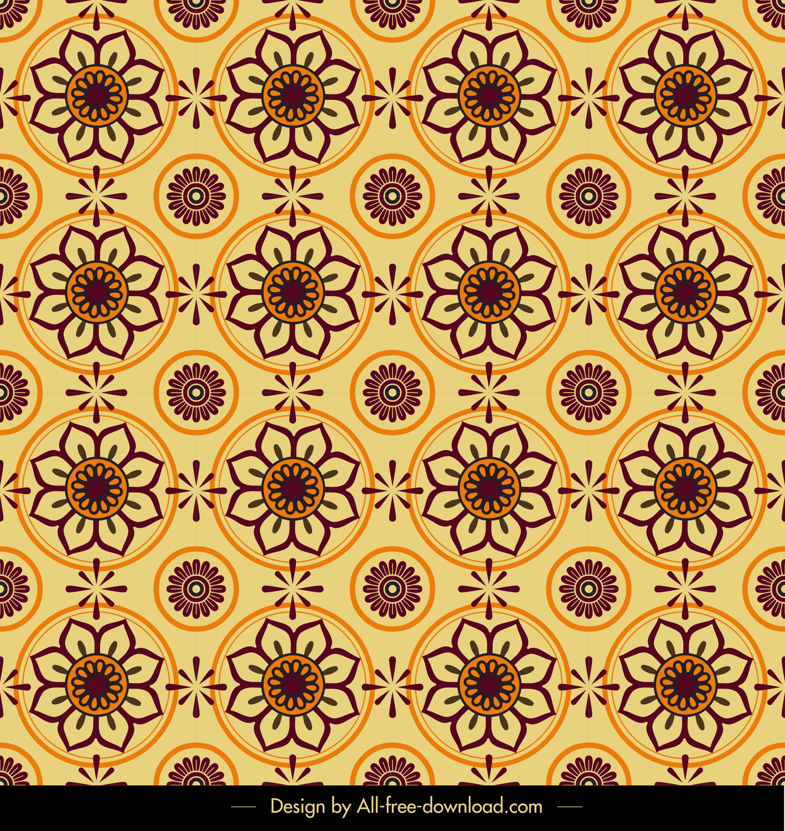 flower pattern circles decor classical repeating symmetric design