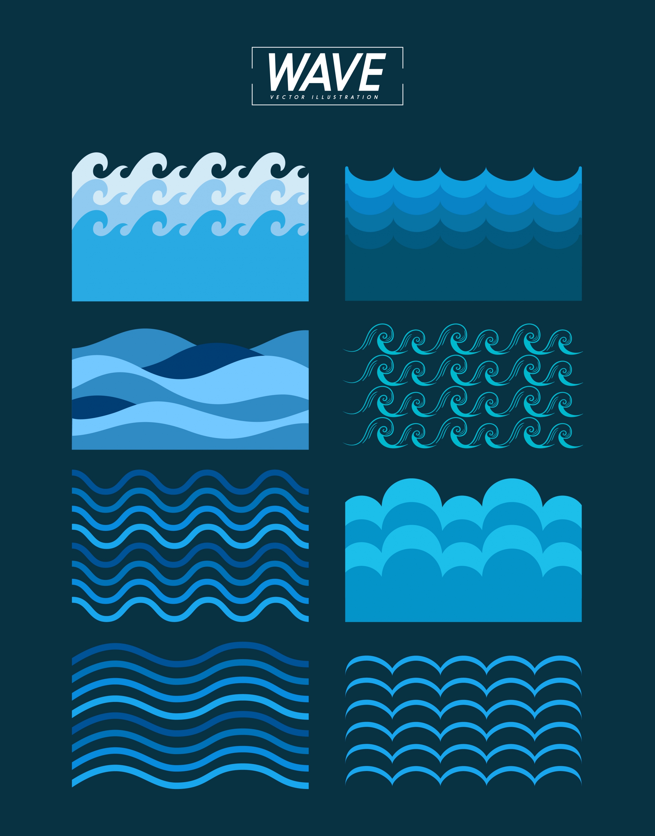 wave design elements curved blue lines decoration