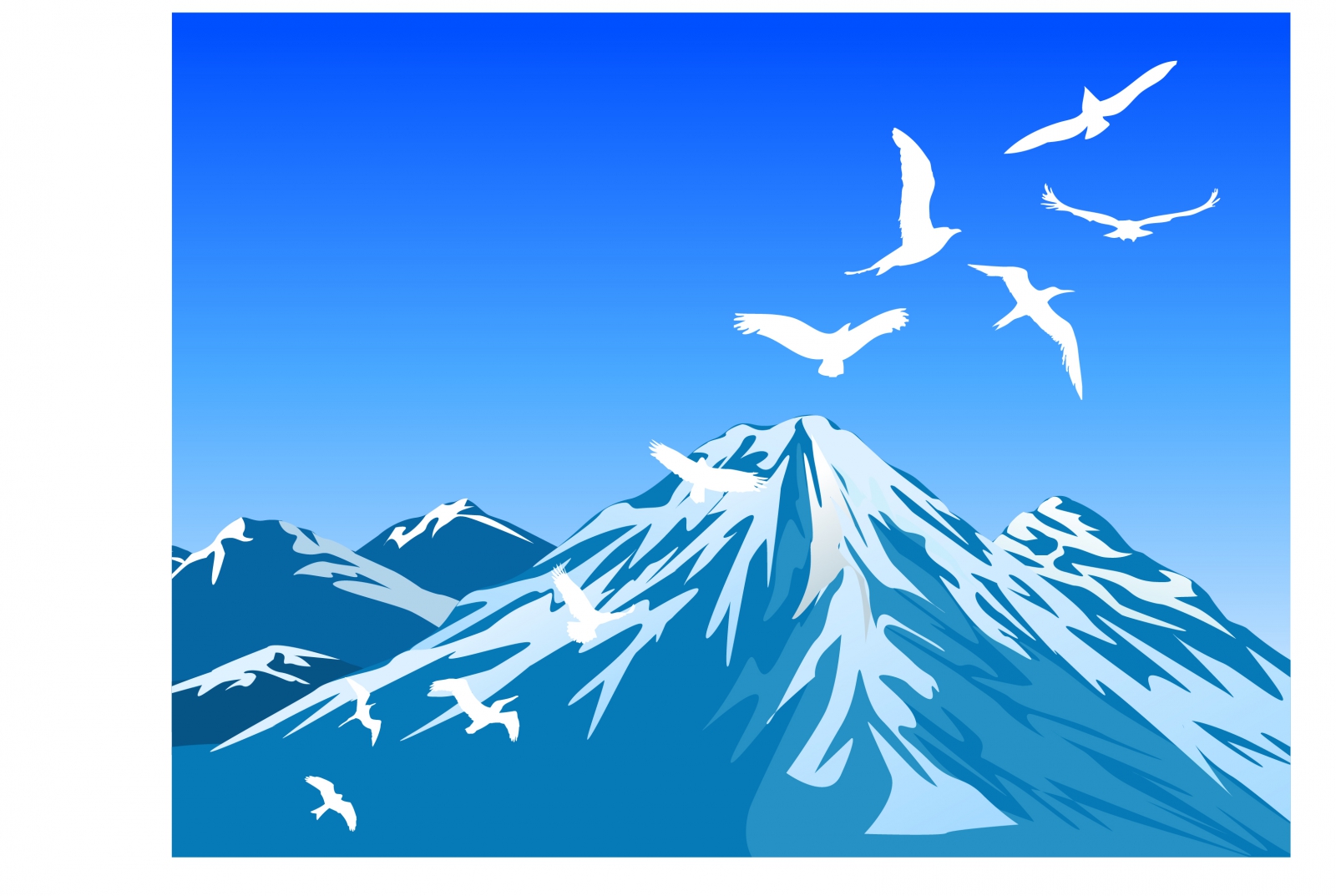 Bird and Mountain Scene Vector