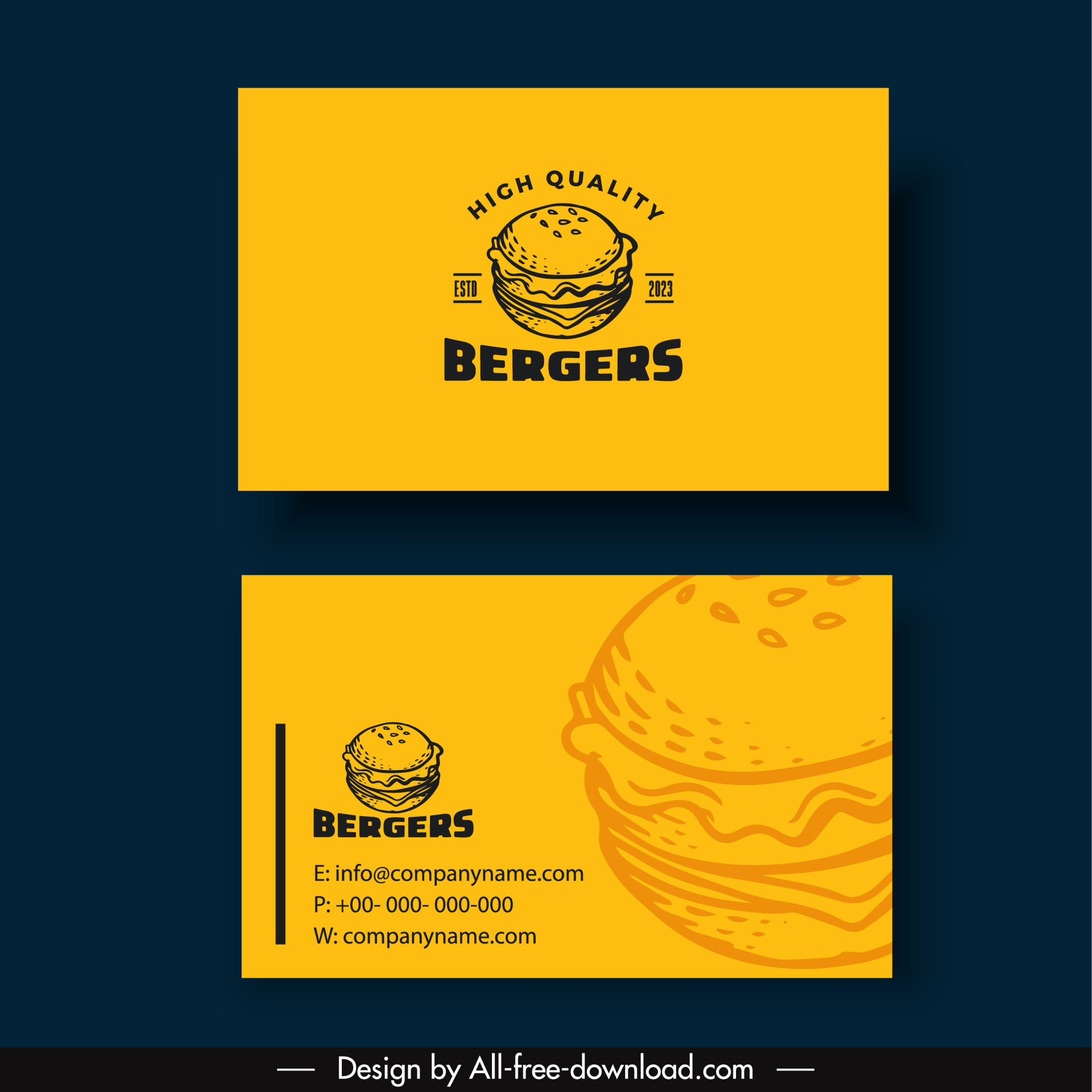 burger business card template retro handdrawn design 