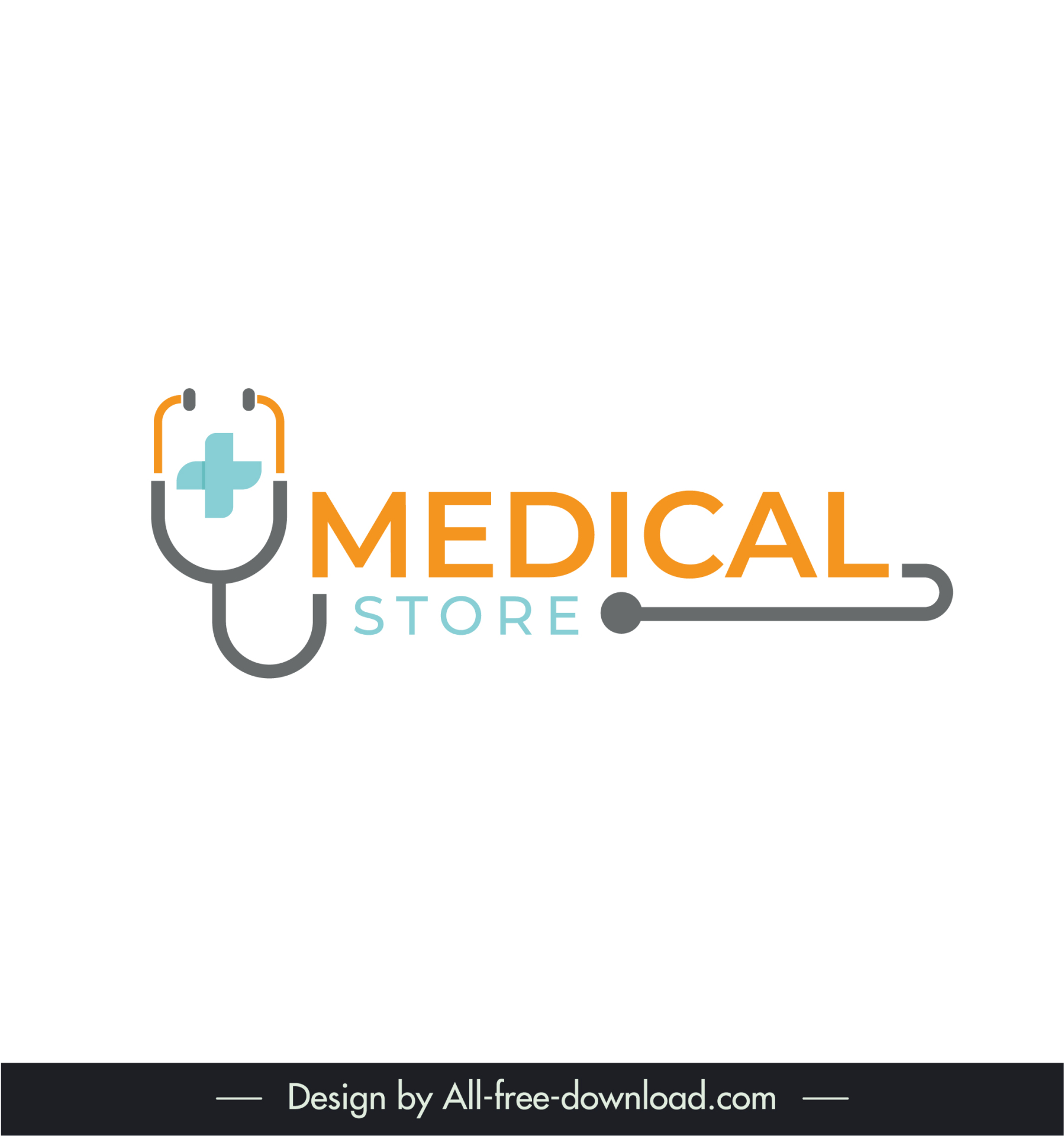 medical store logotype flat texts medical symbols decor