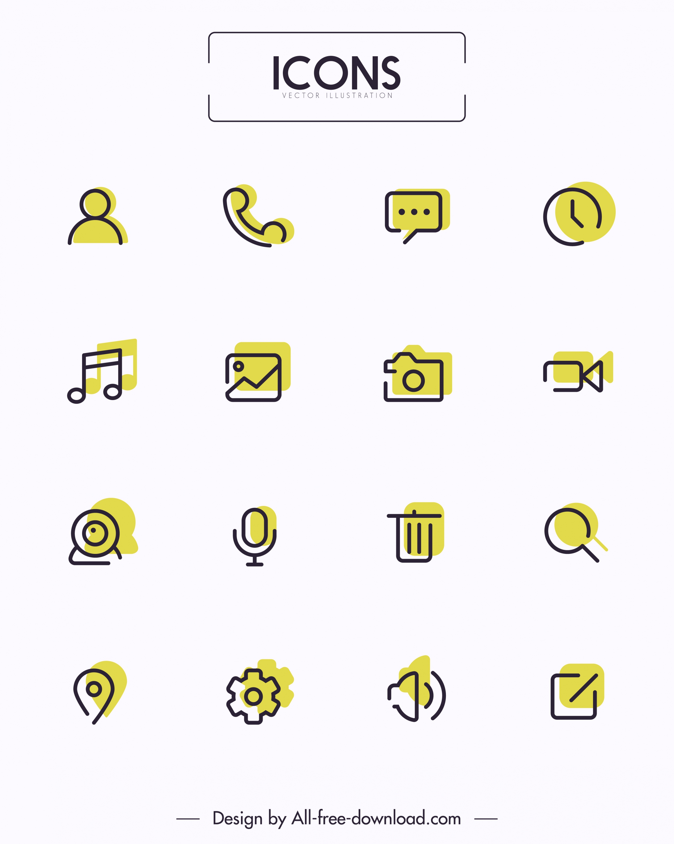 computing ui icons simple flat sketch