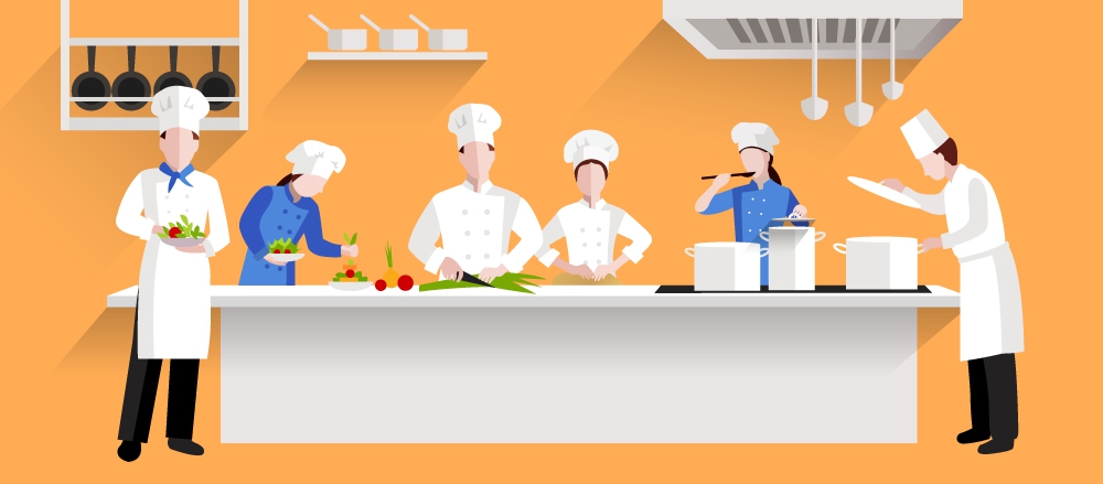 restaurants kitchen activities design with chef and cooks