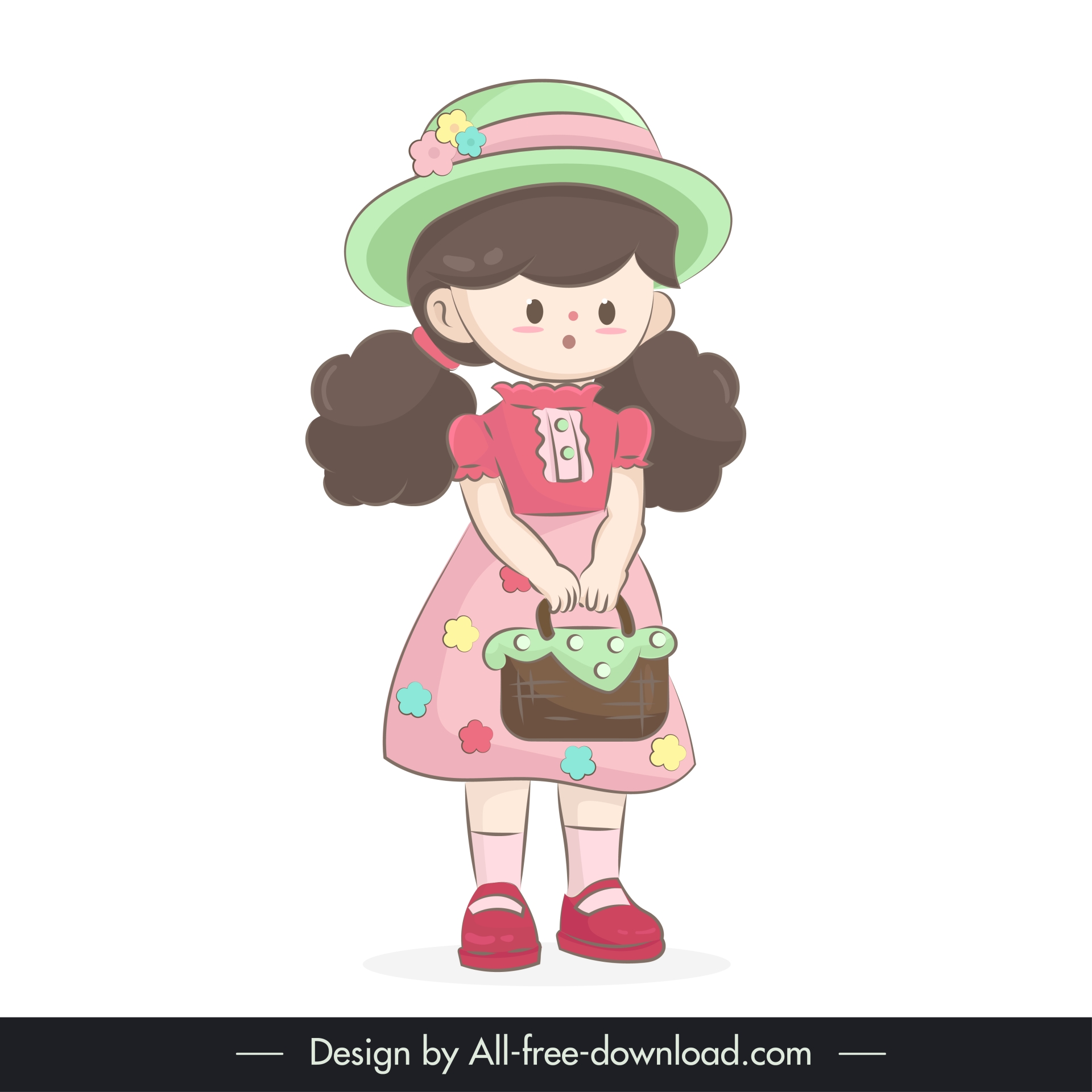 lovely girl design elements cute cartoon character  