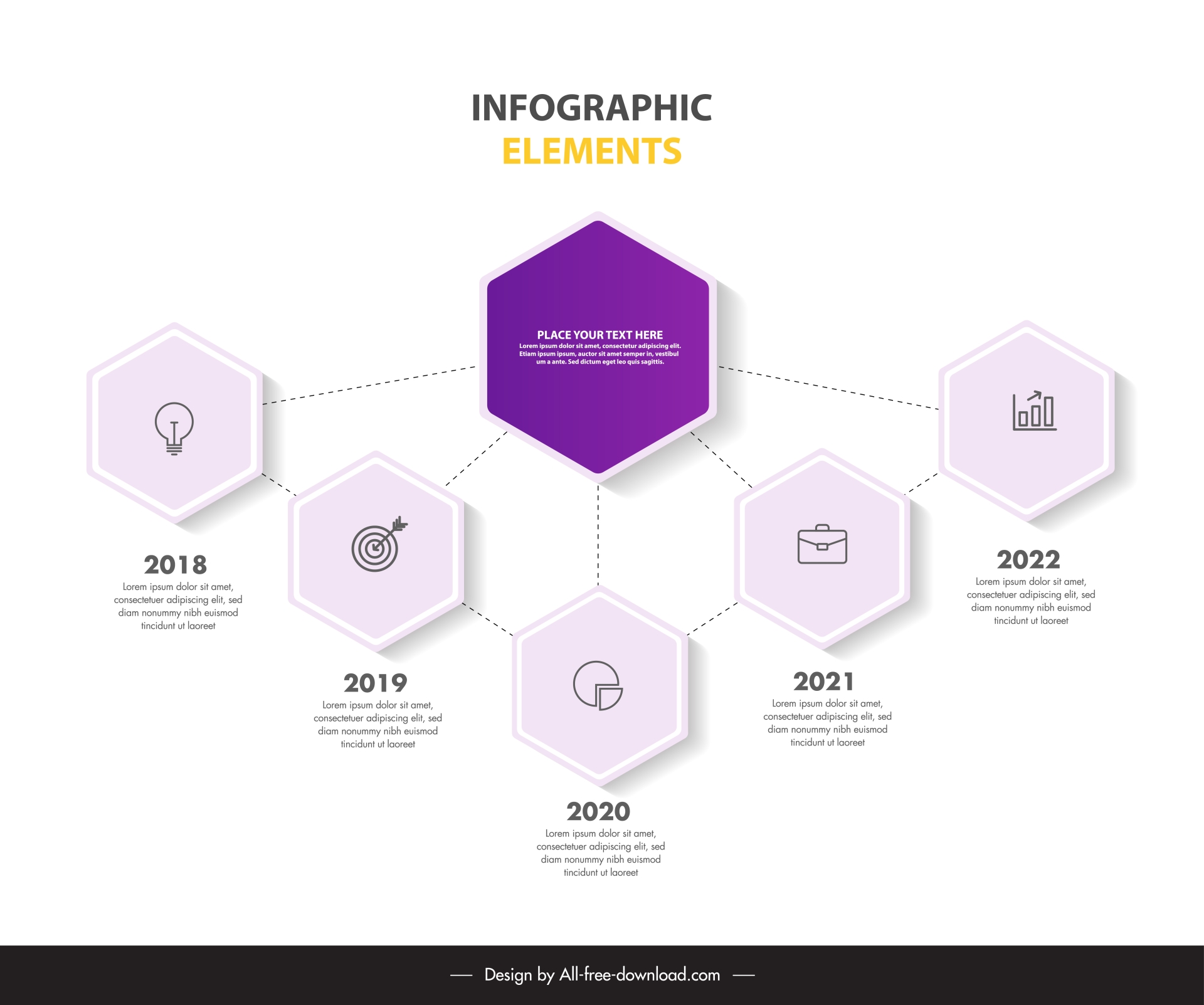 hexagon infographic template geometric lines connection 