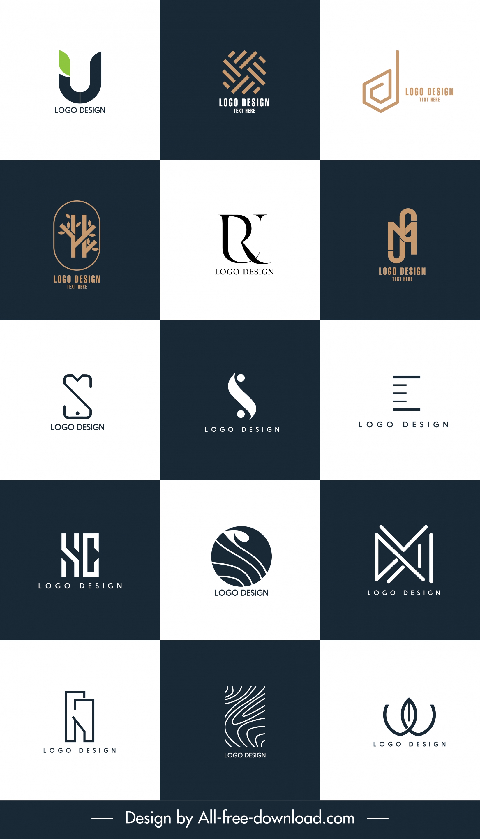 decorative logo templates modern flat shapes sketch