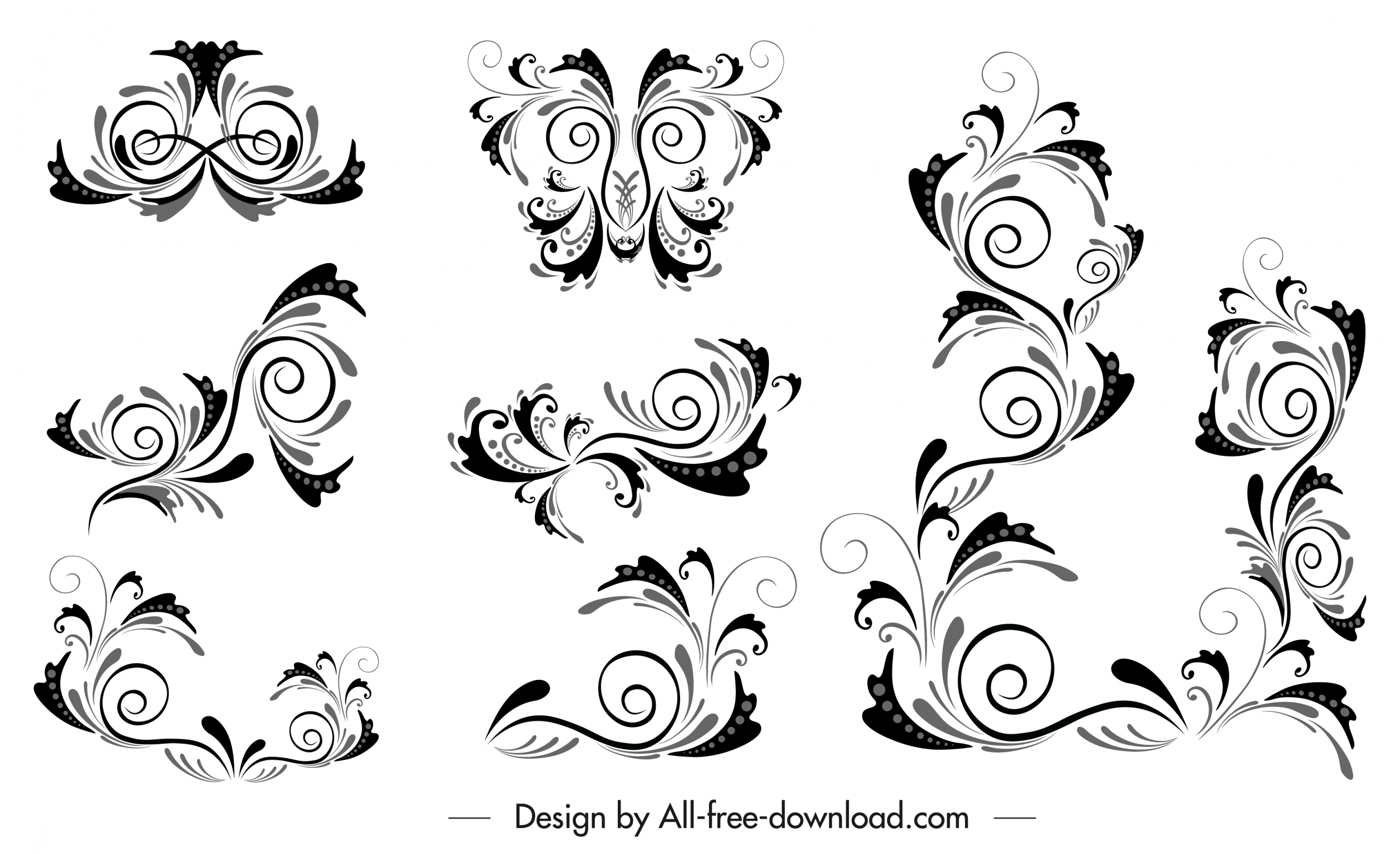 borders decor elements classic swirled shapes