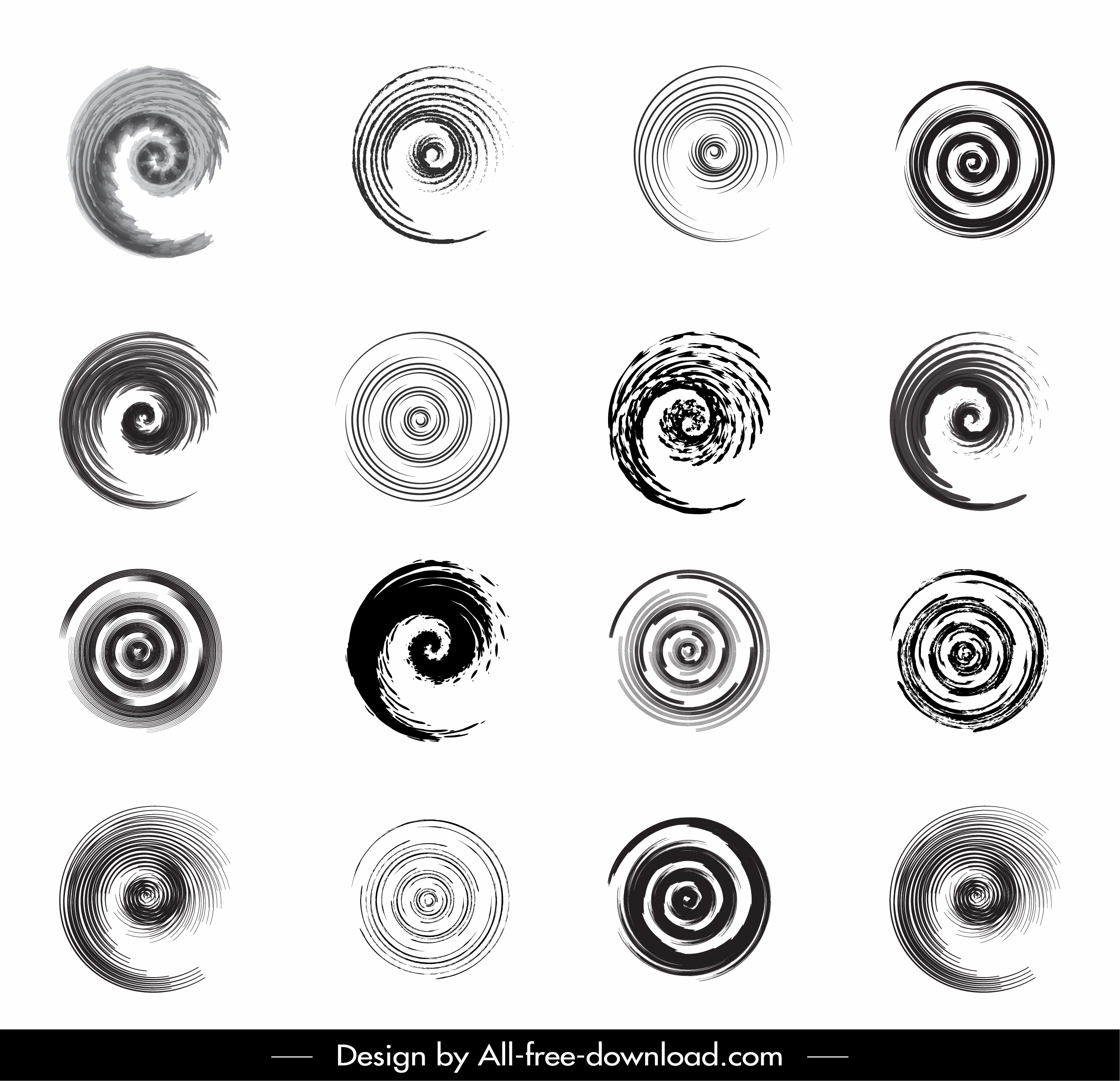 decorative elements collection spiral shapes sketch