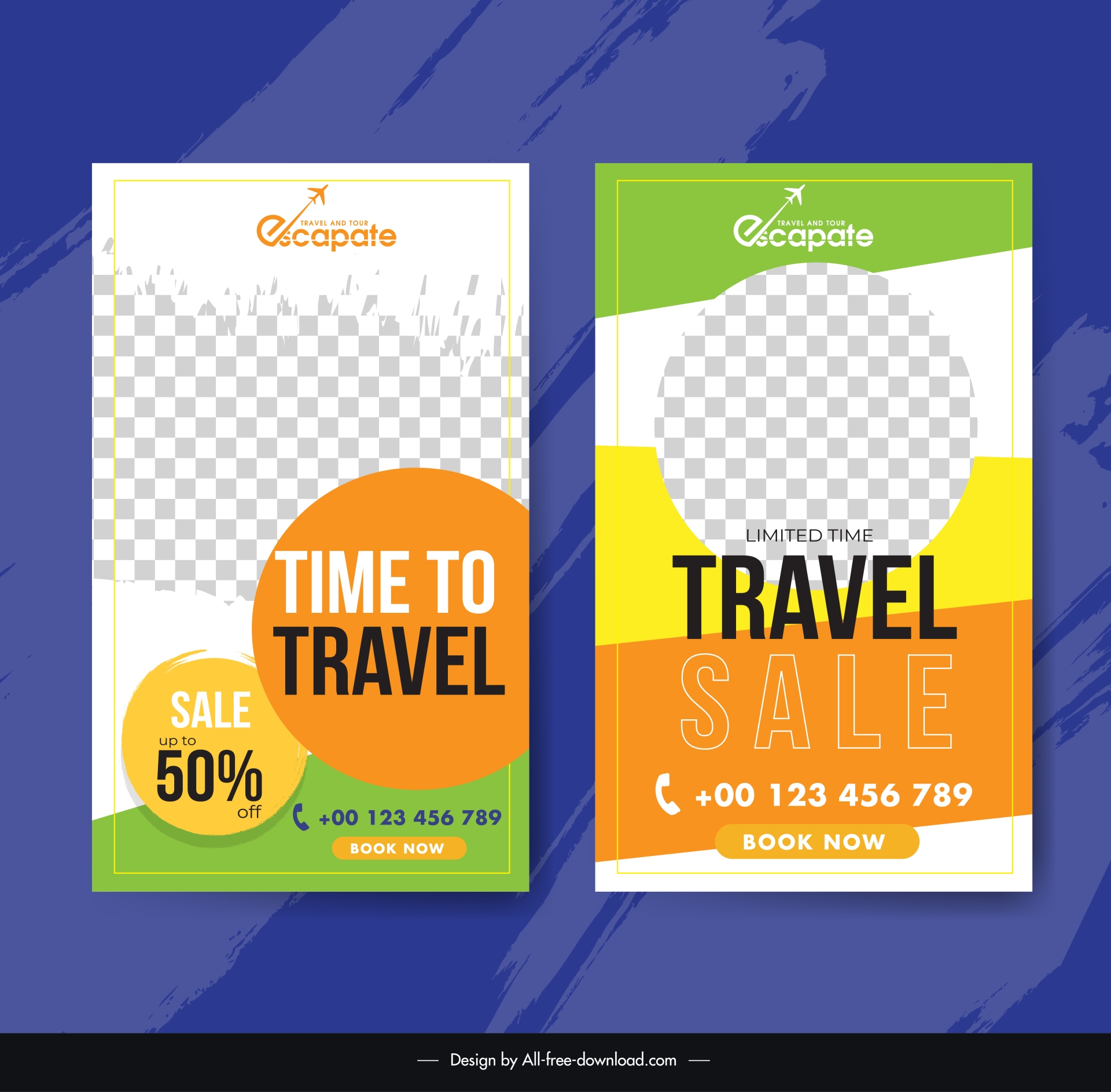 travel roll up banner template modern flat checkered circles