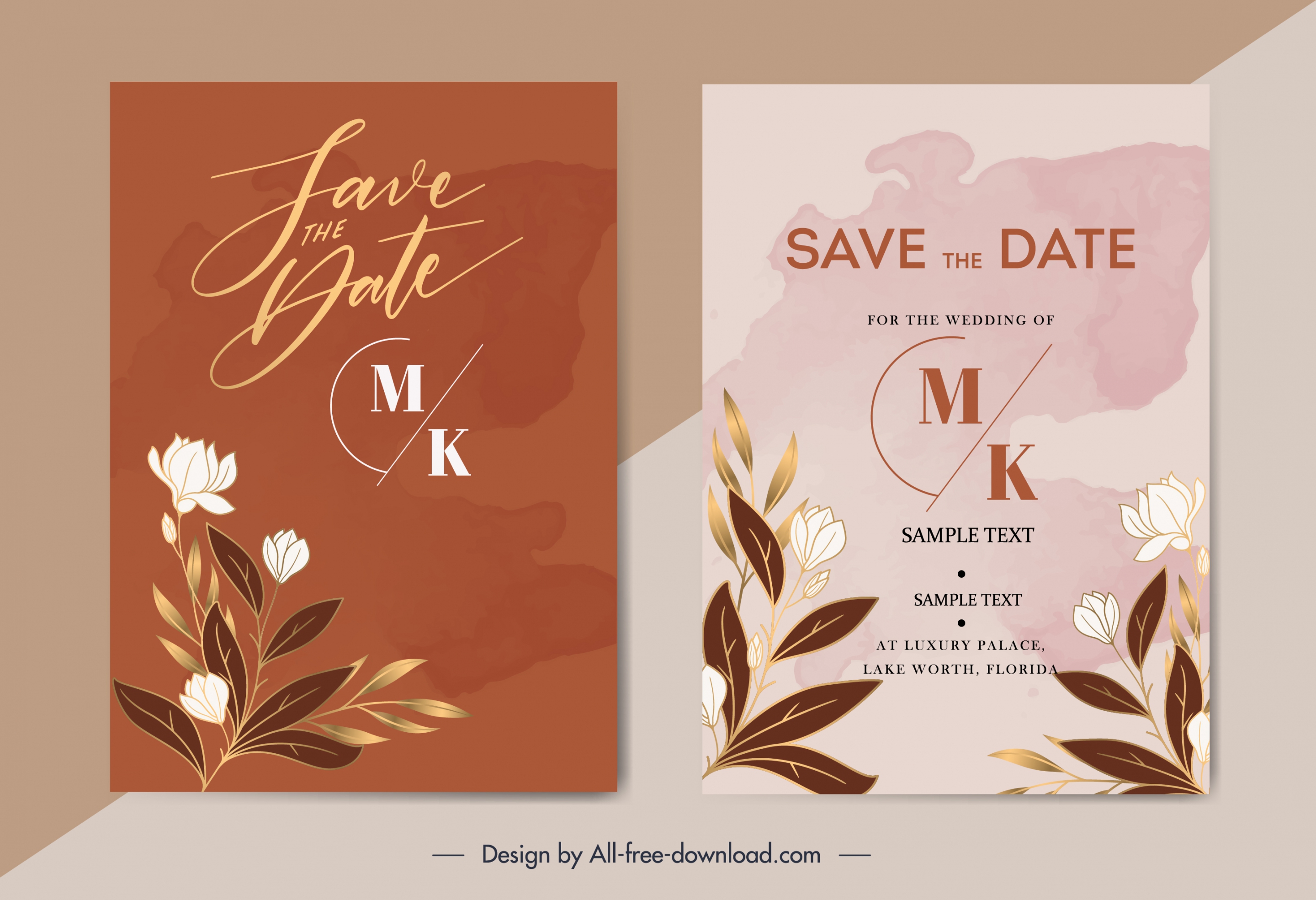 wedding card templates elegant botanical decor classic design