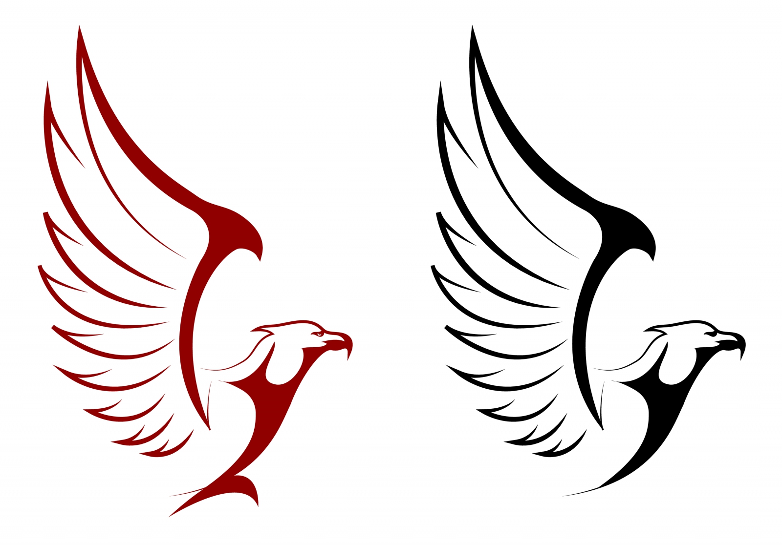 Falcon and eagle mascots