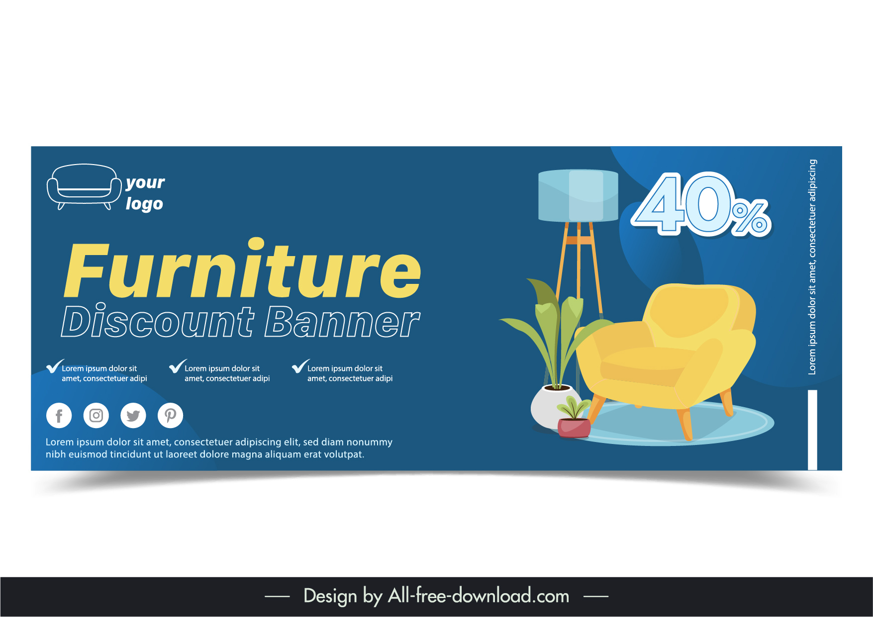 furniture discount banner template elegant contrast design