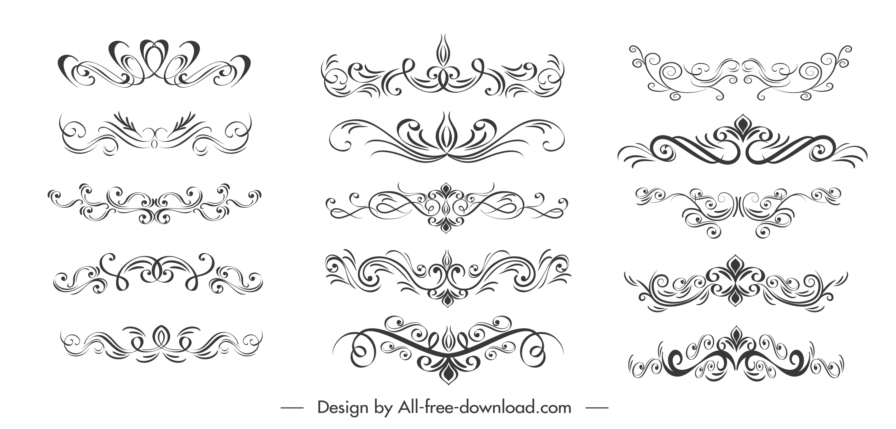 decorative elements templates classical symmetric curves sketch