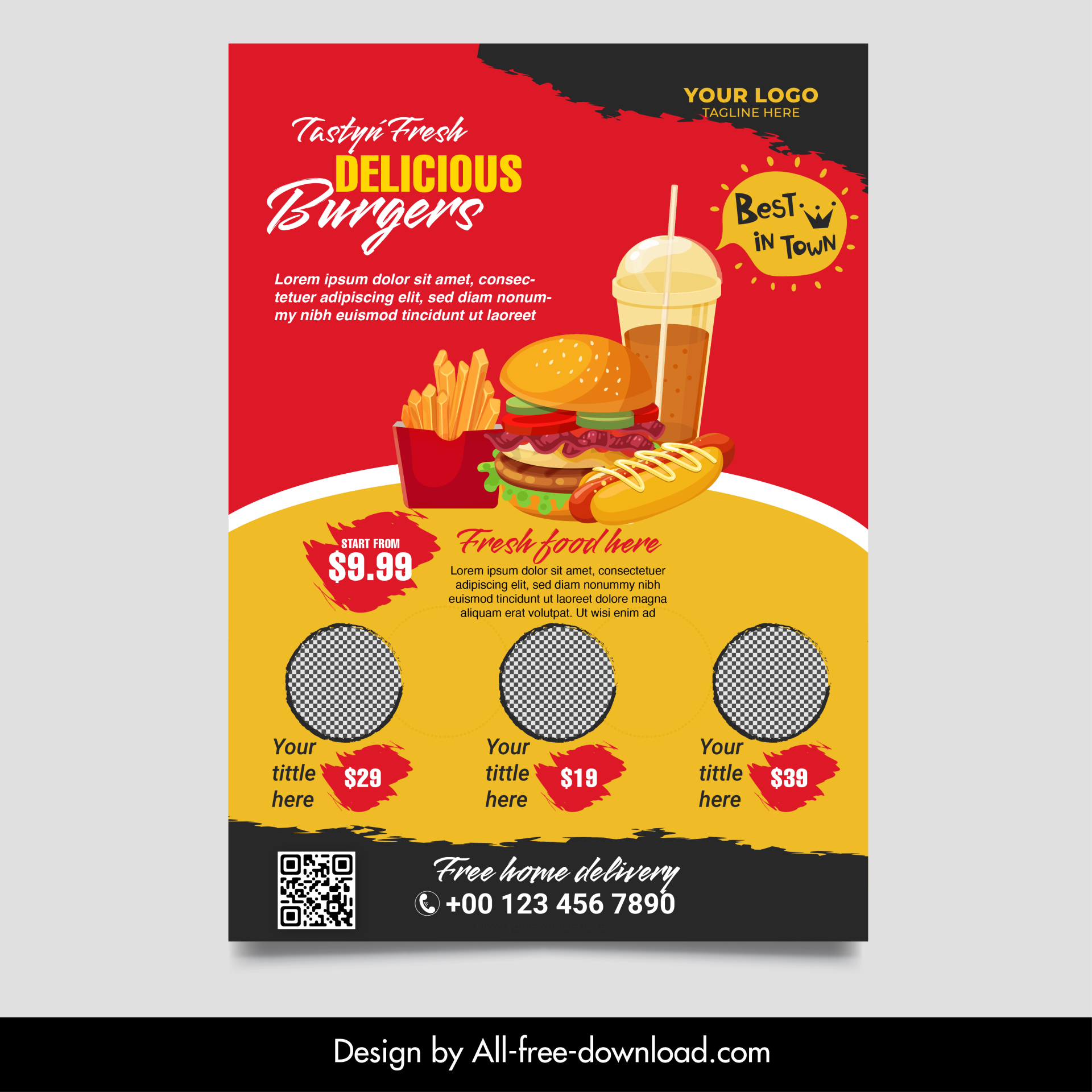 burger restaurant flyer template elegant classical decor