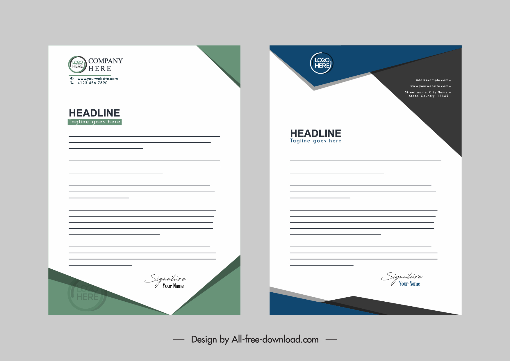 letterhead corporate elegant geometrical decorated template