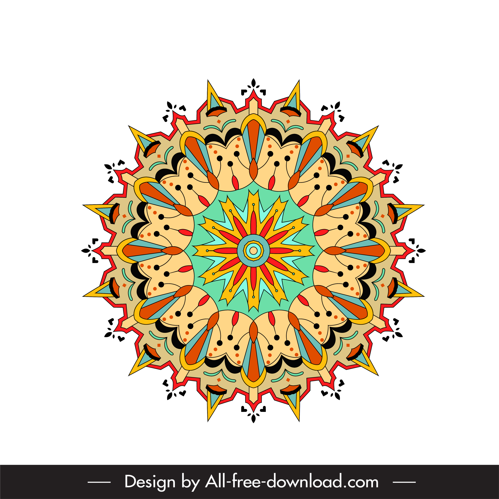 mandala buddhism icon colorful symmetric illusion circle shape design