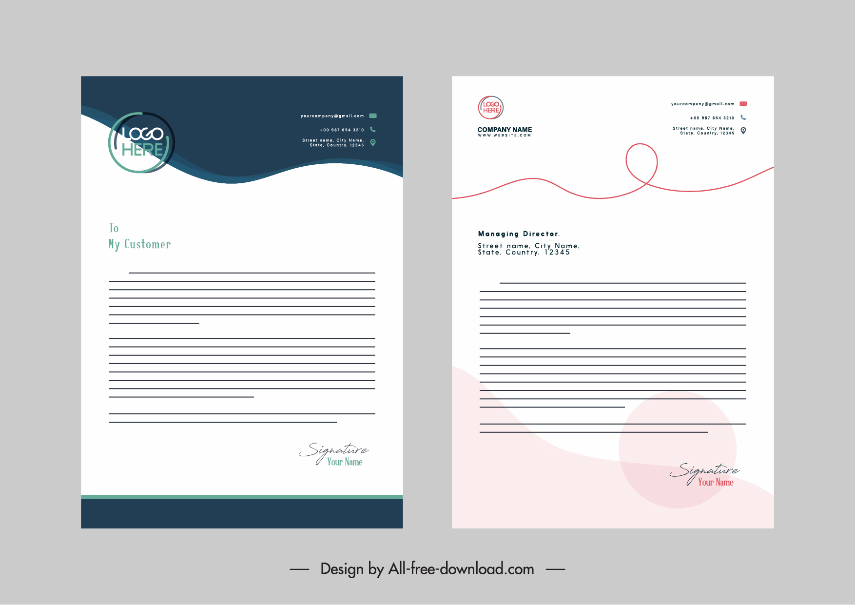 correspondence  letterhead elegant decorated template