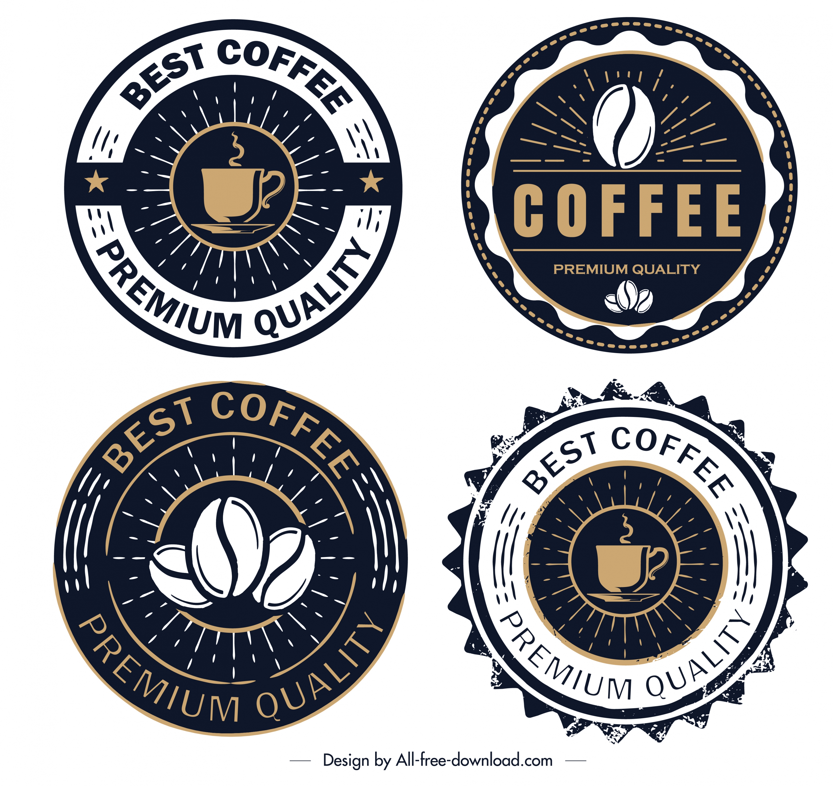 coffee logo templates retro circle dark design