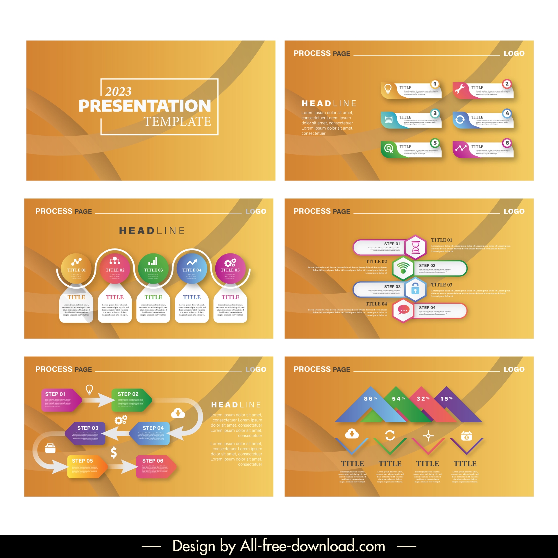 powerpoint infographics template elegant flat geometric shapes