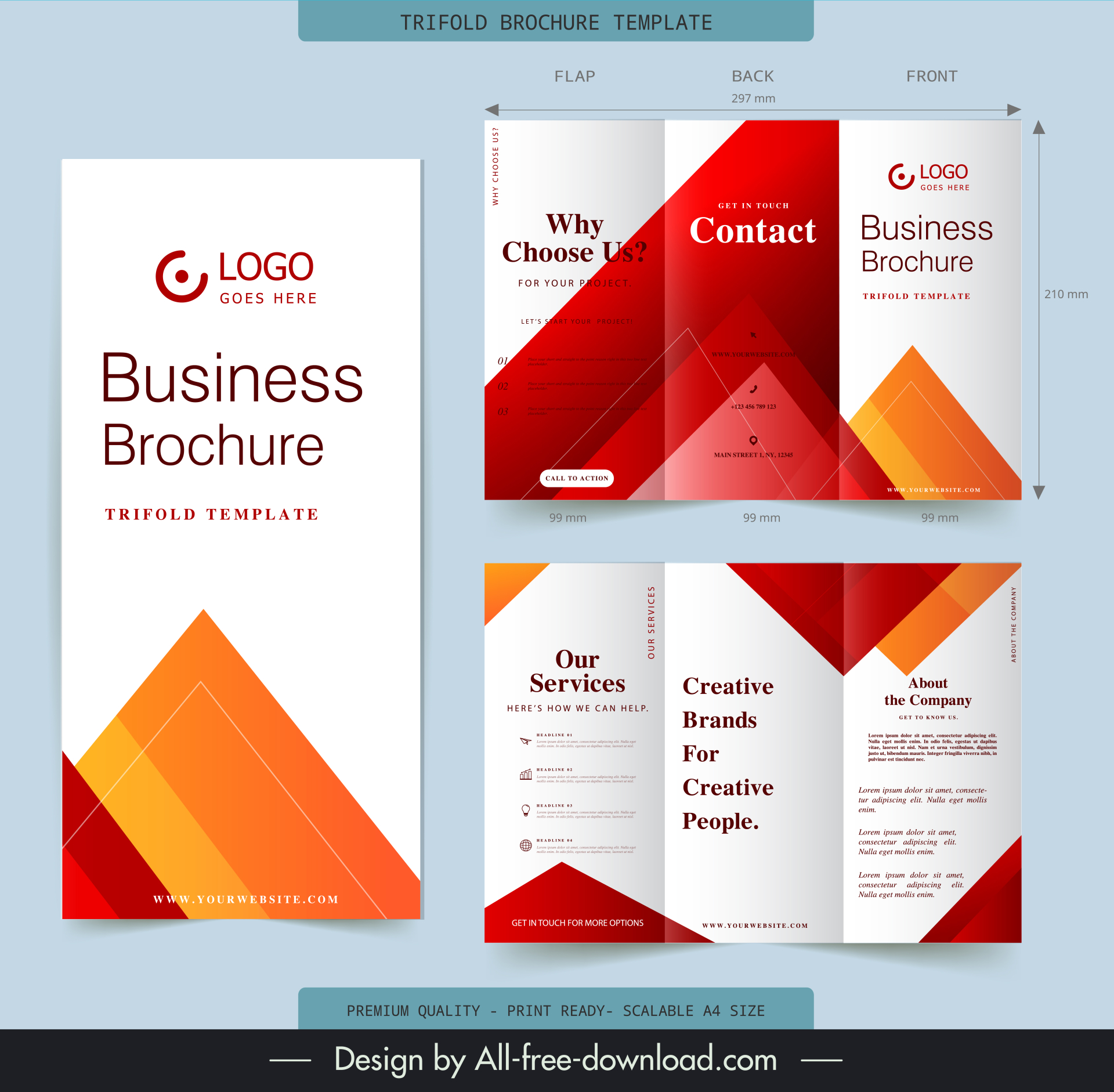 brochure templates modern geometric decor trifold design