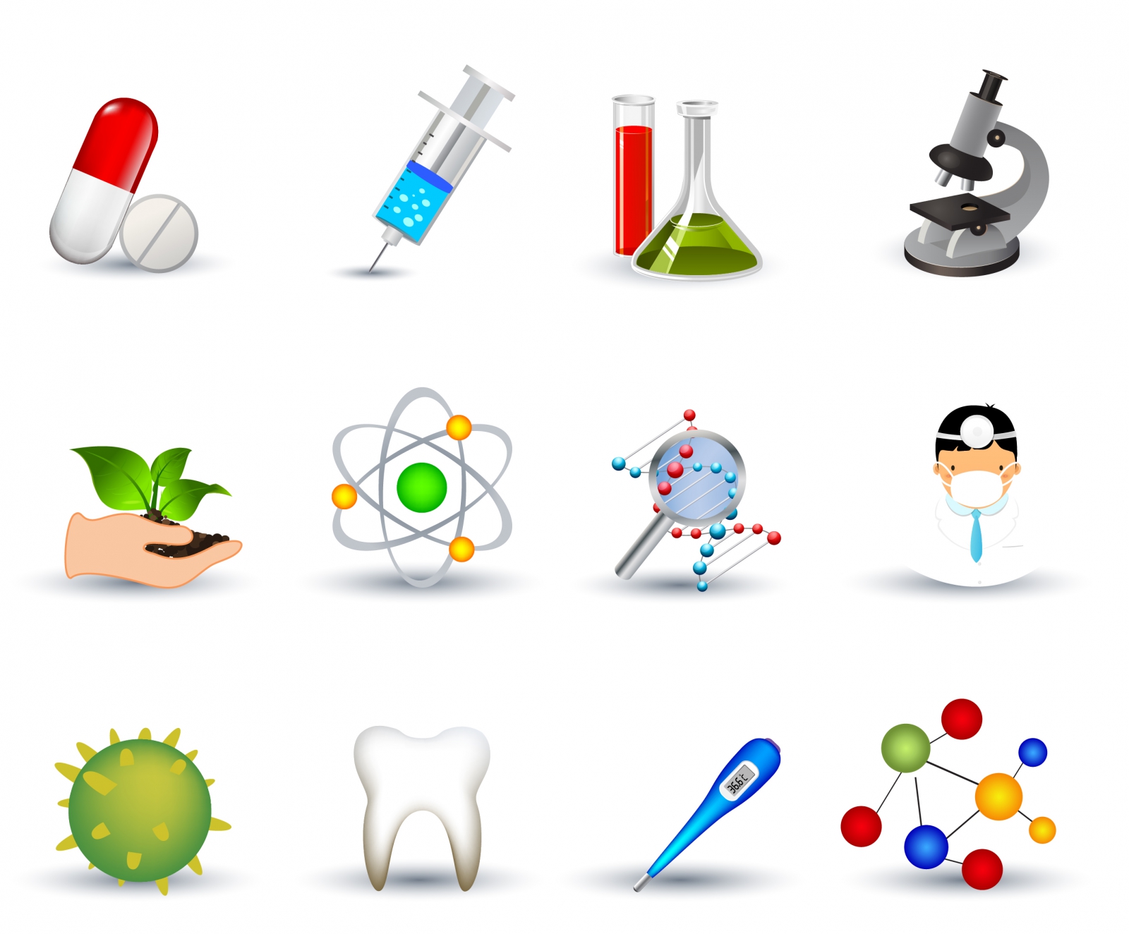 Biotechnology Medicine Icon Set