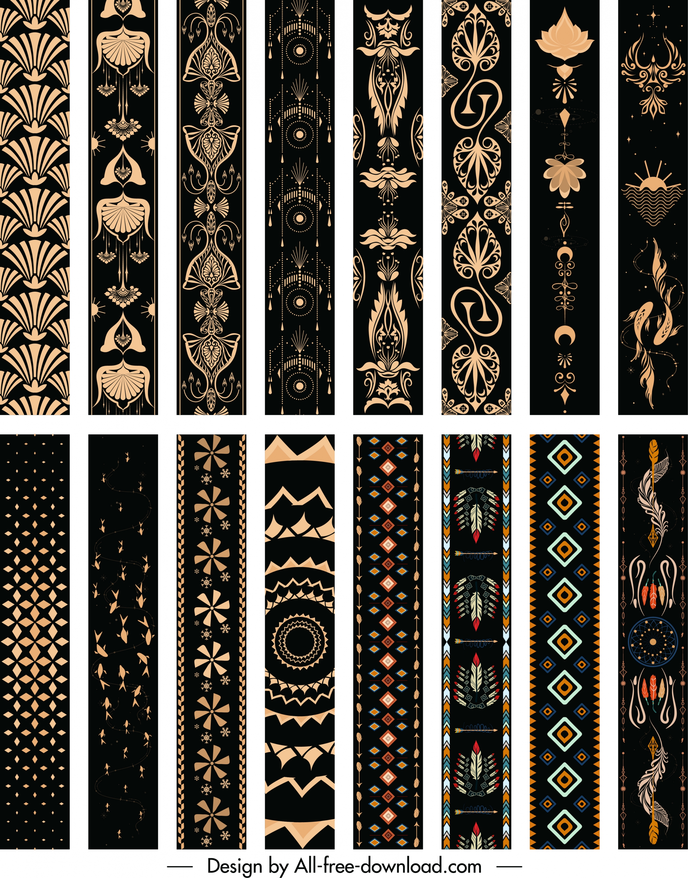 decorative pattern templates collection elegant retro repeating symmetric