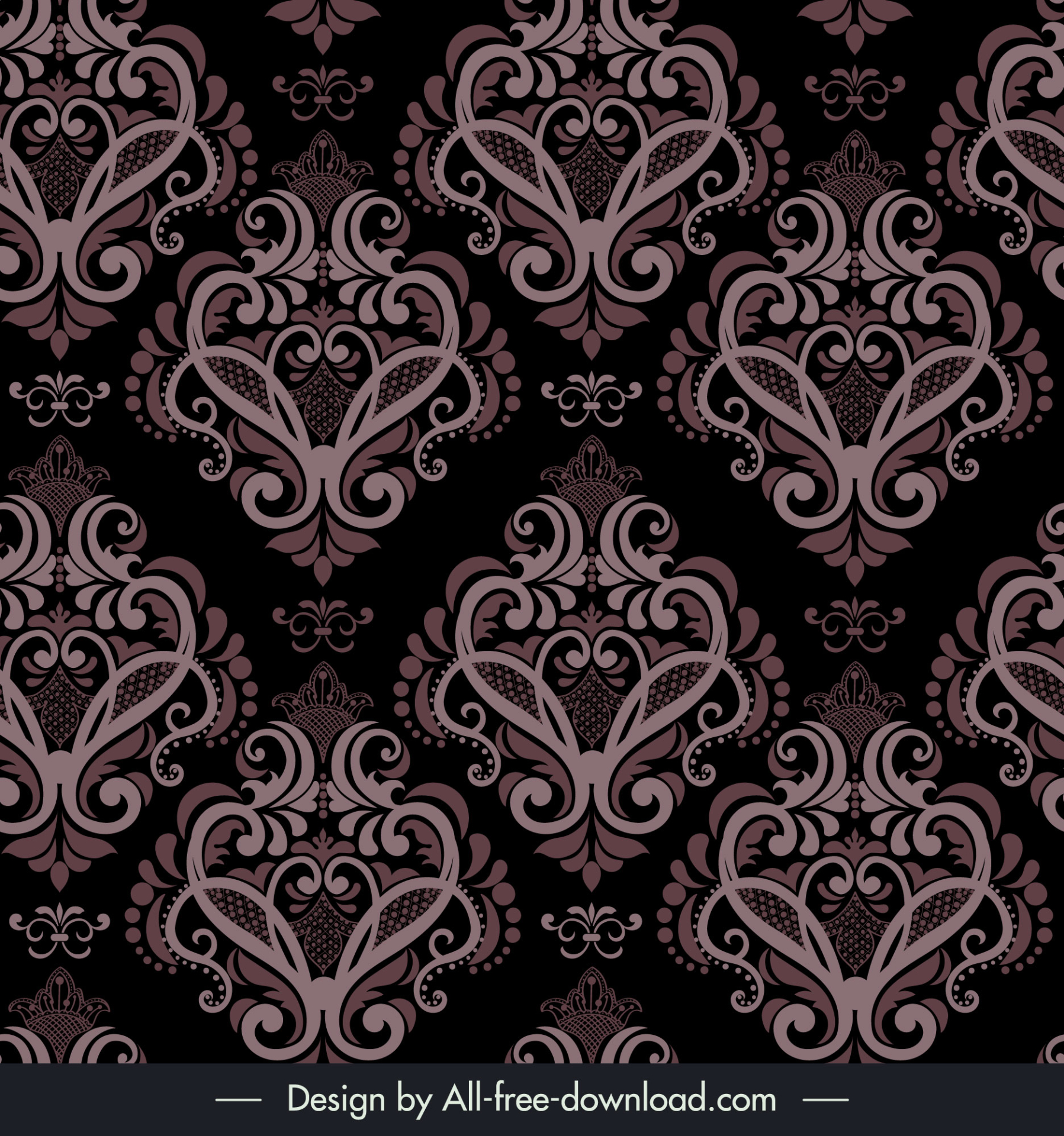 damask seamless pattern design elements dark repeating retro