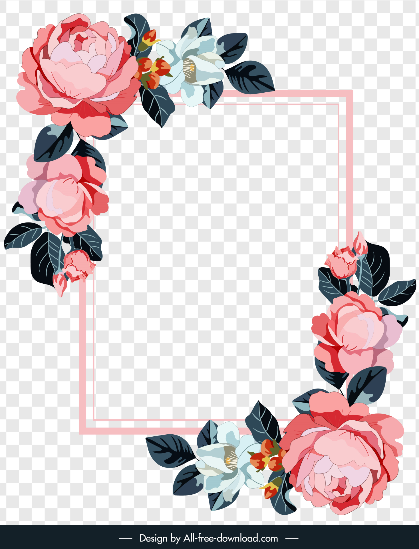 flower a transparent page background template elegant petals checkered frame decor