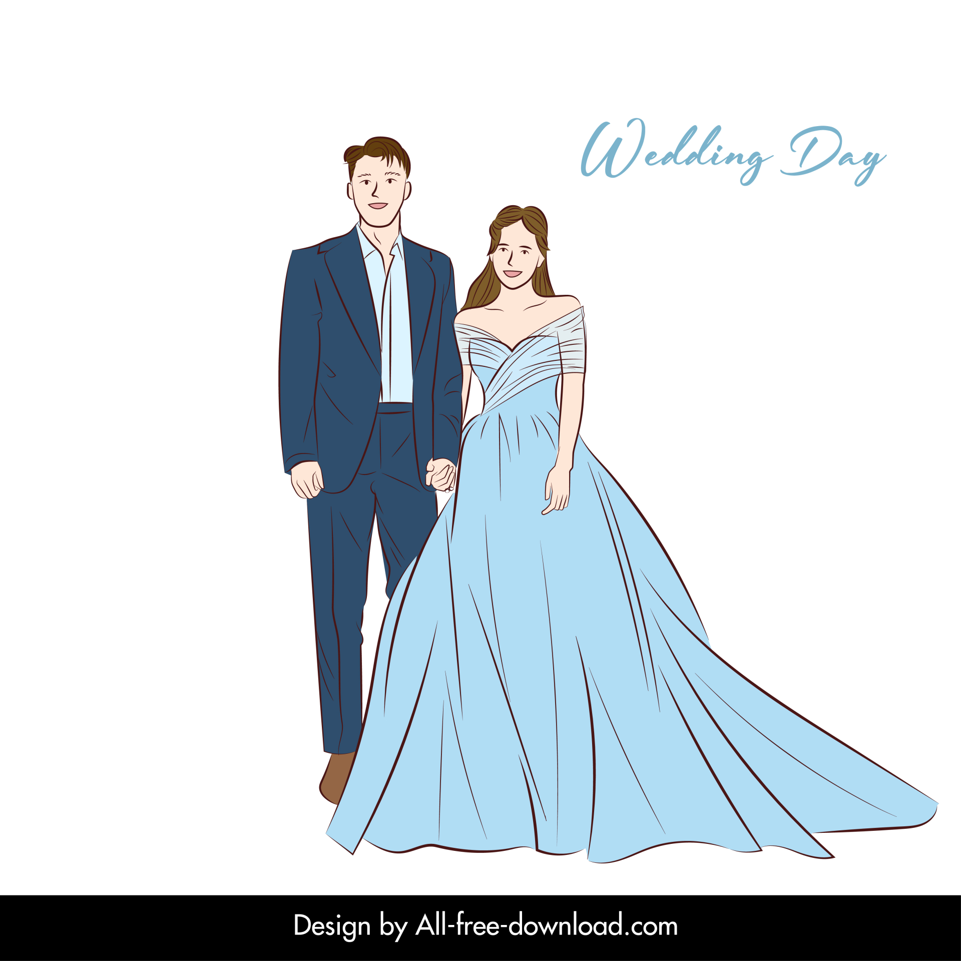  wedding couple icon flat handdrawn line art design 