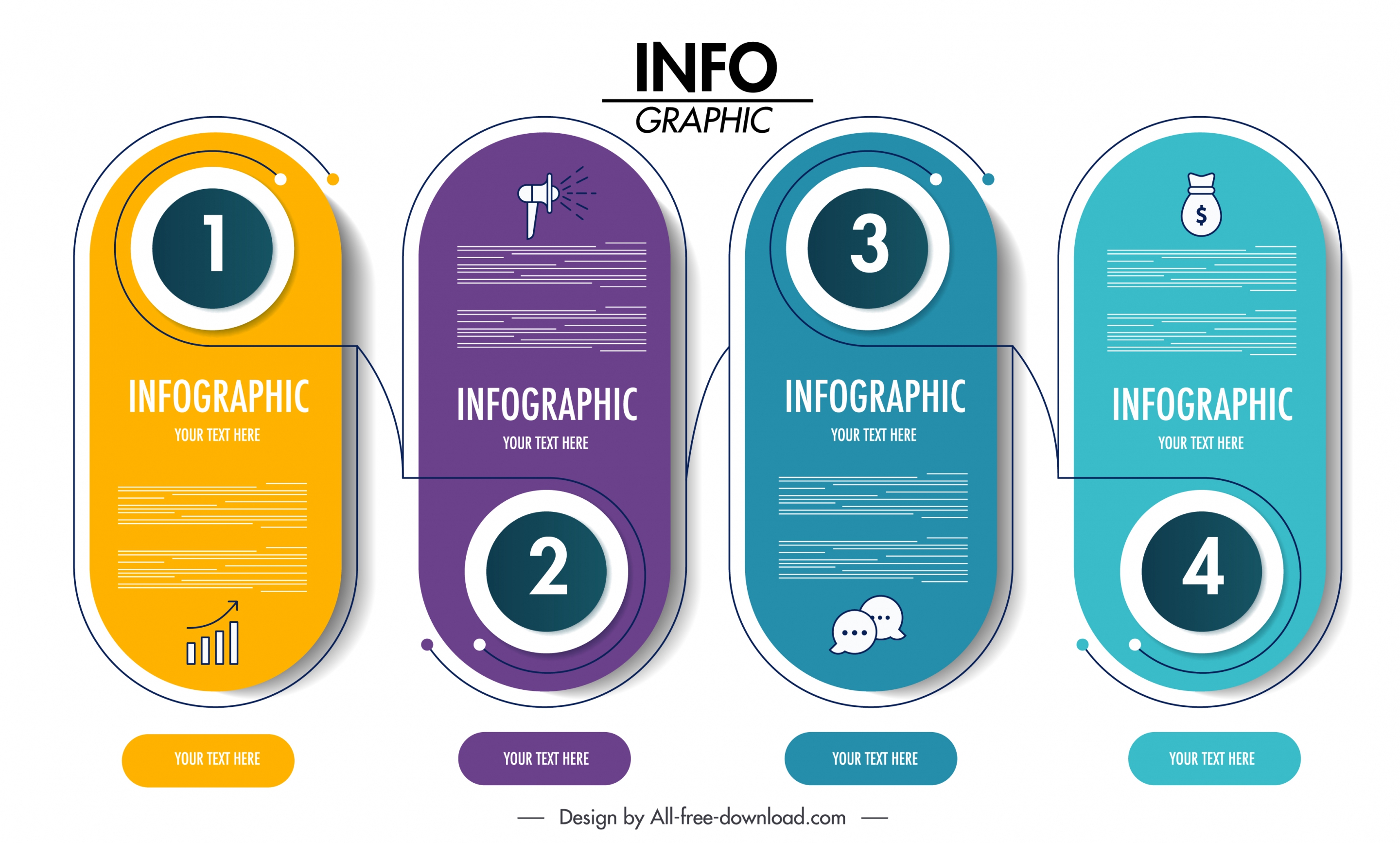 infographic template modern colored vertical rounded sticker shapes