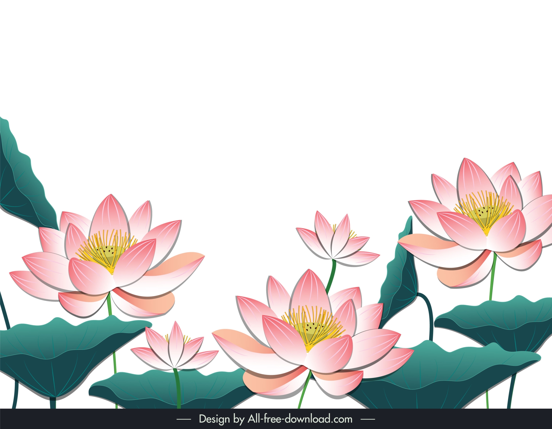 mid autumn design elements lotus flowers elegance