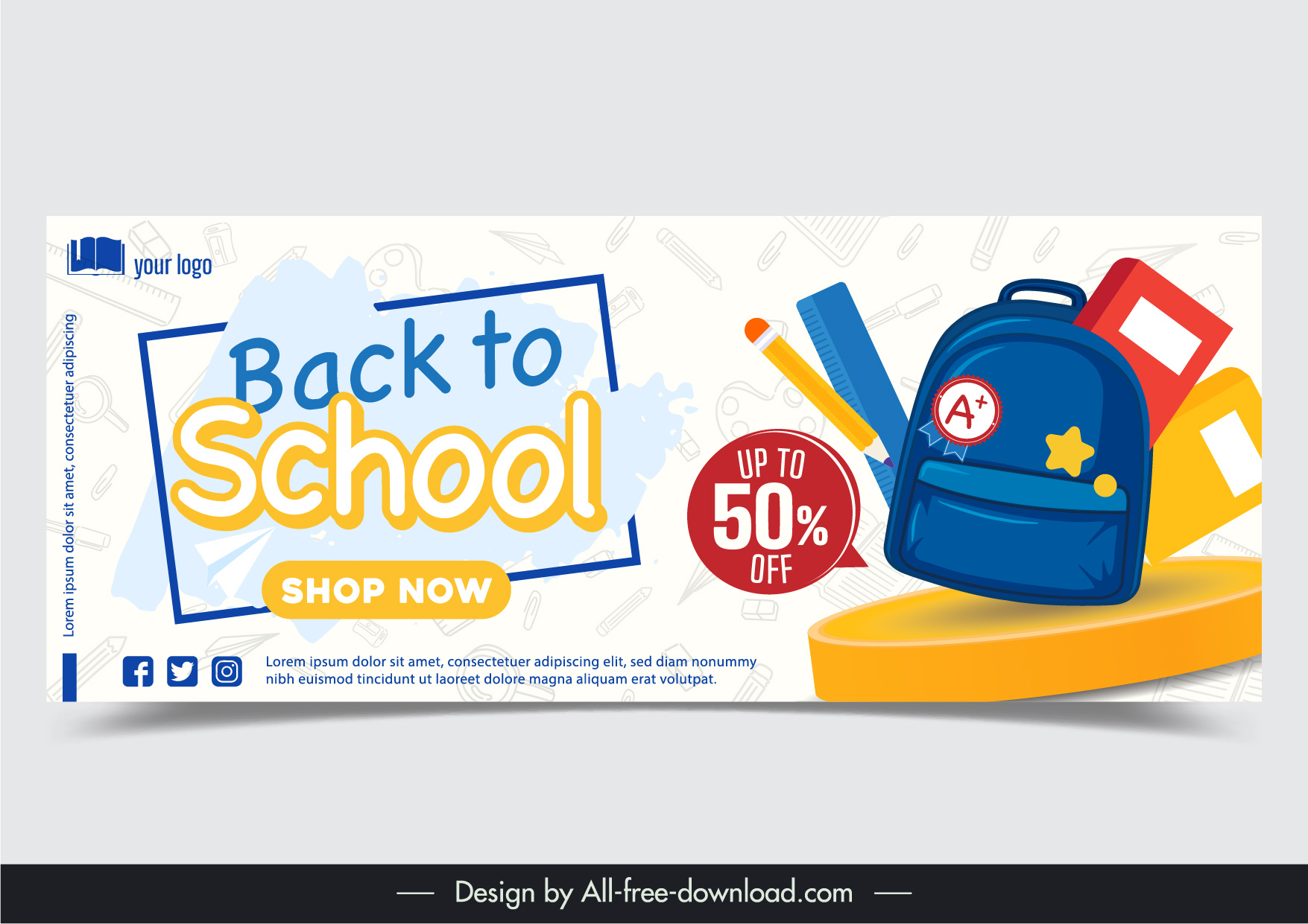 back to school poster template school elements decor