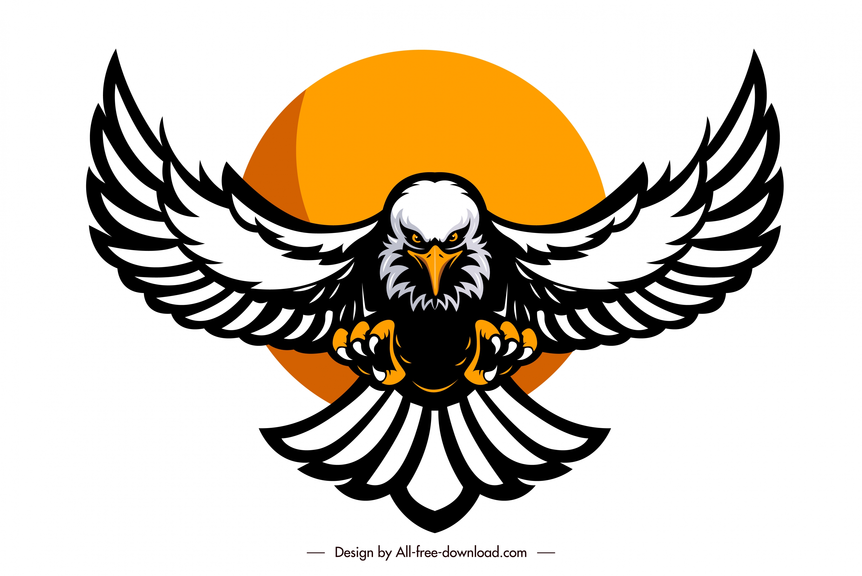 eagle logotype powerful flying sketch symmetric handdrawn design