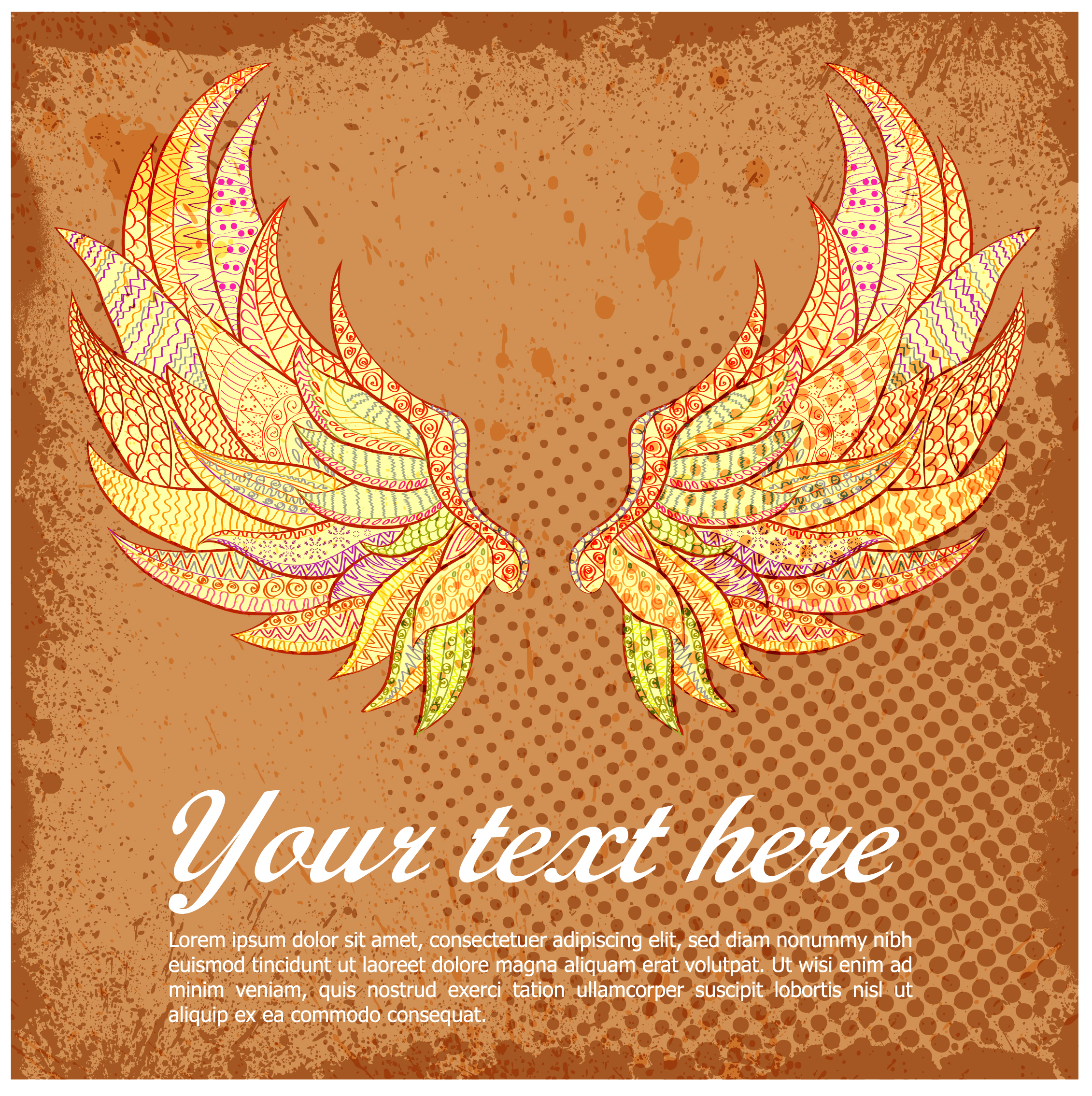 banner design with abstract wings illustration