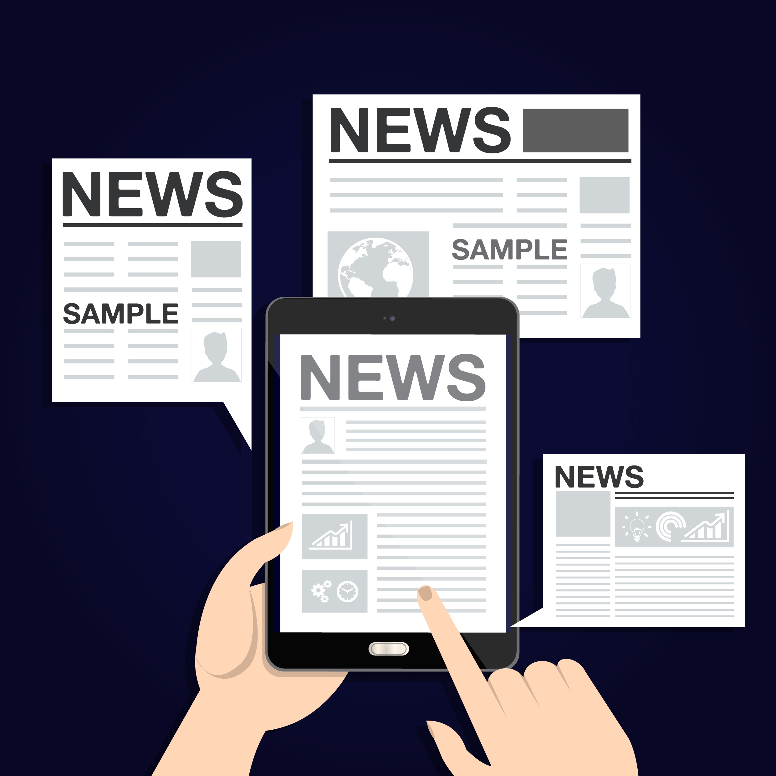 news design elements newspaper tablet icons