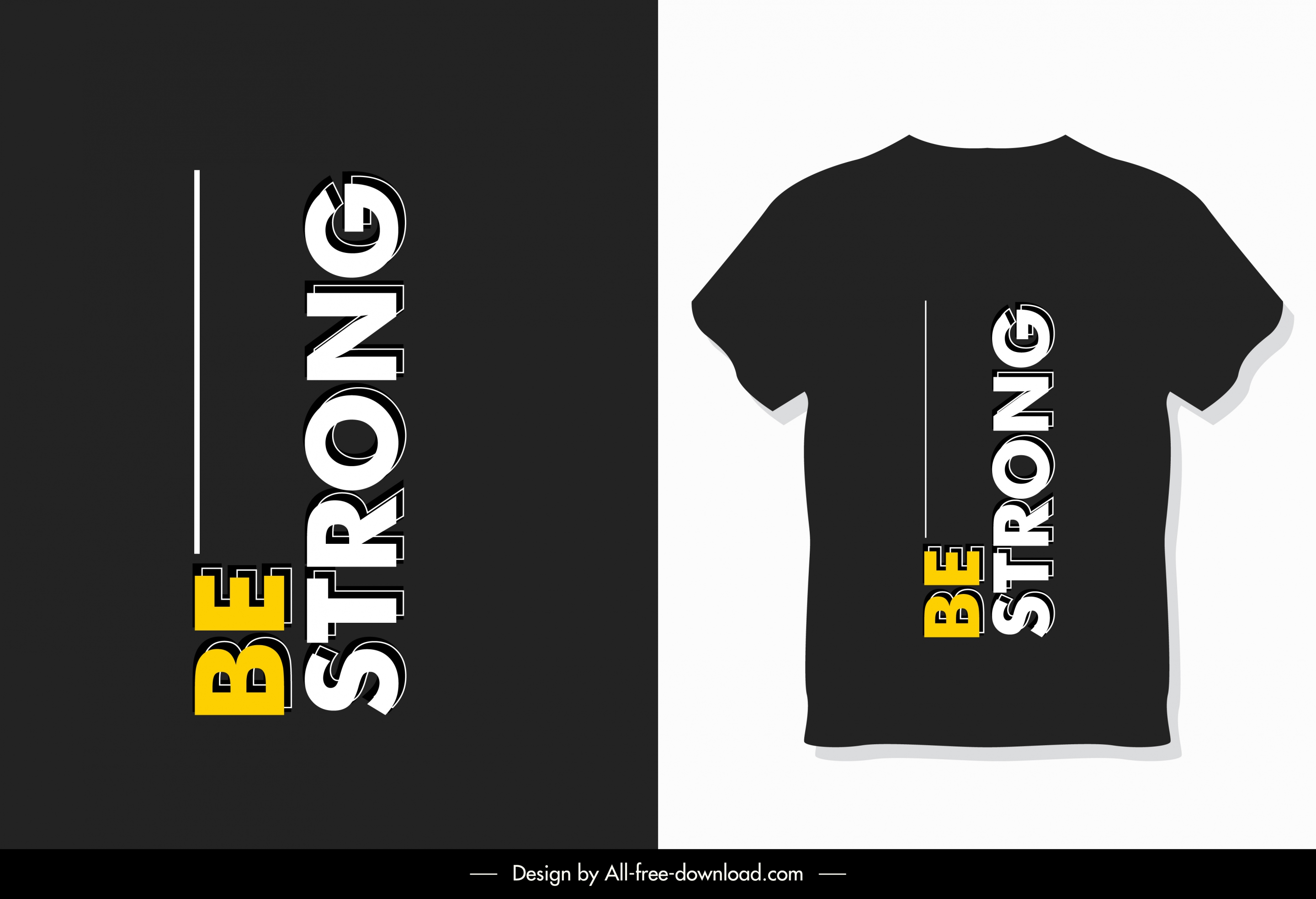 t shirt template modern dark black texts decor