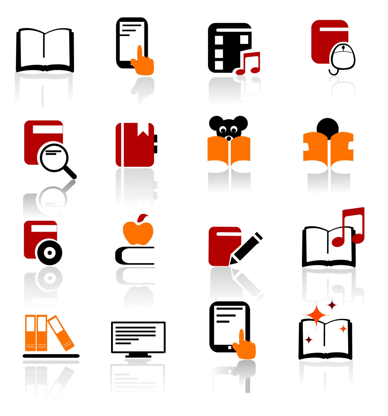 Digital books and literature icons