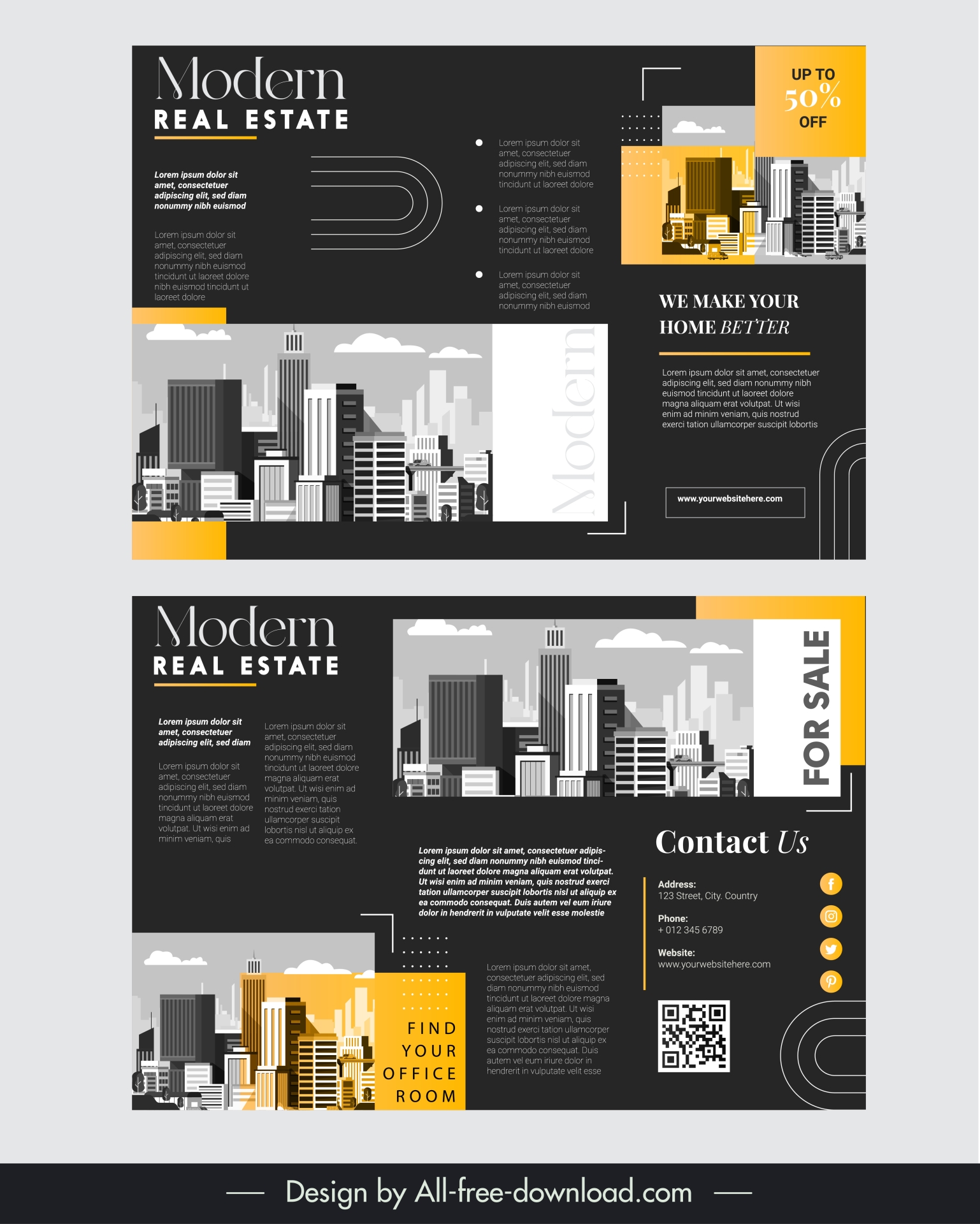 modern real estate brochure template dark design 