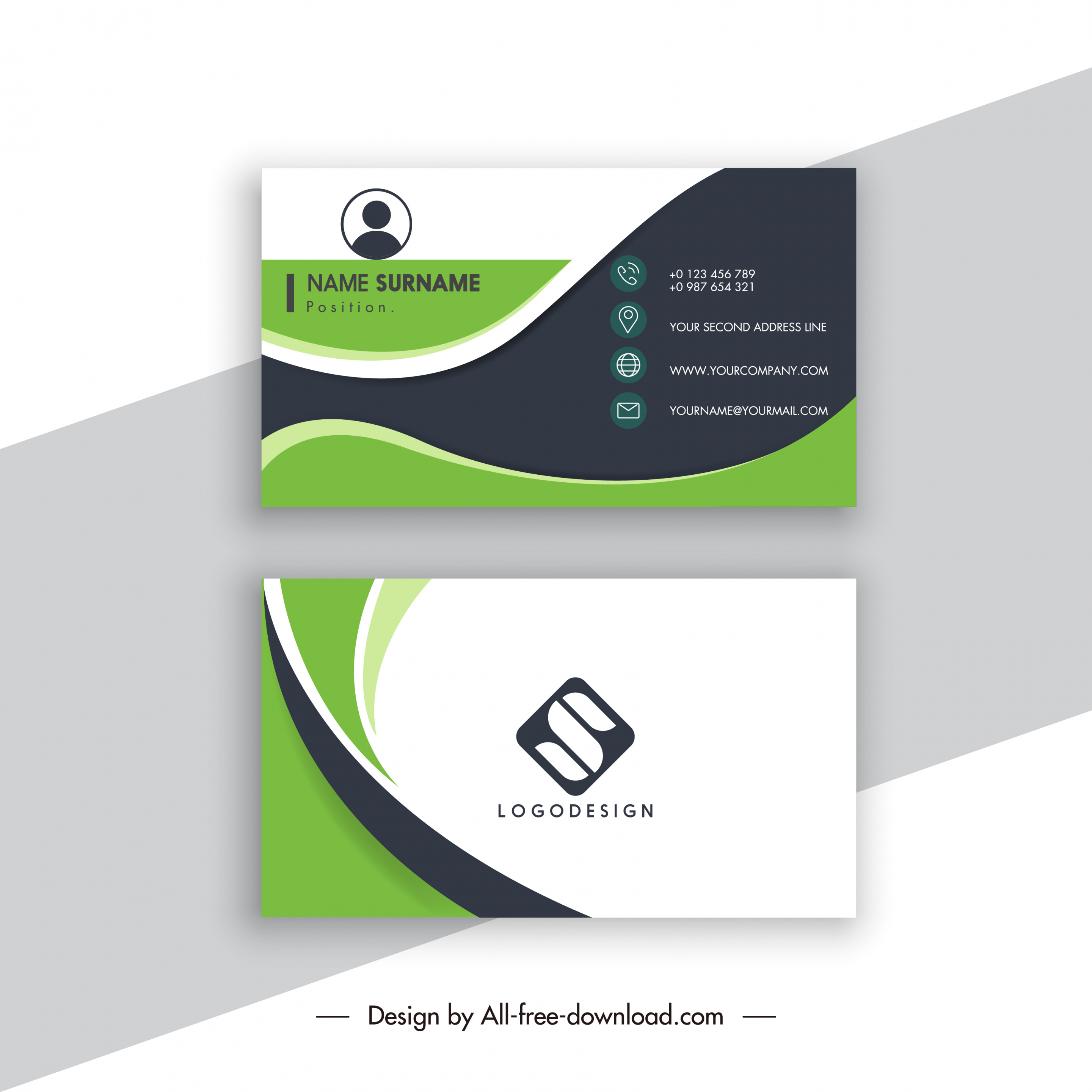 business card template elegant design curves decor