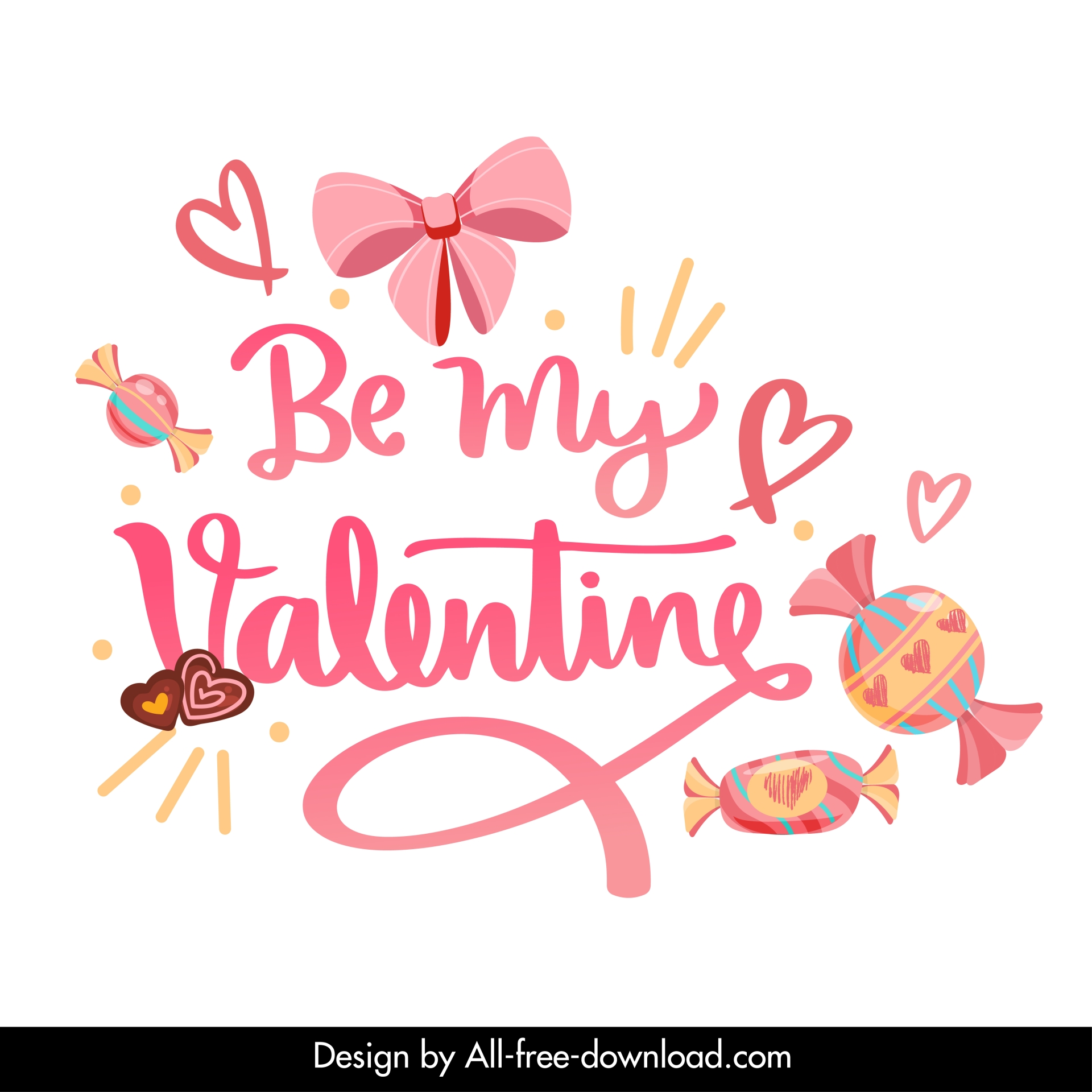 valentine typography design elements dynamic texts candies knot decor