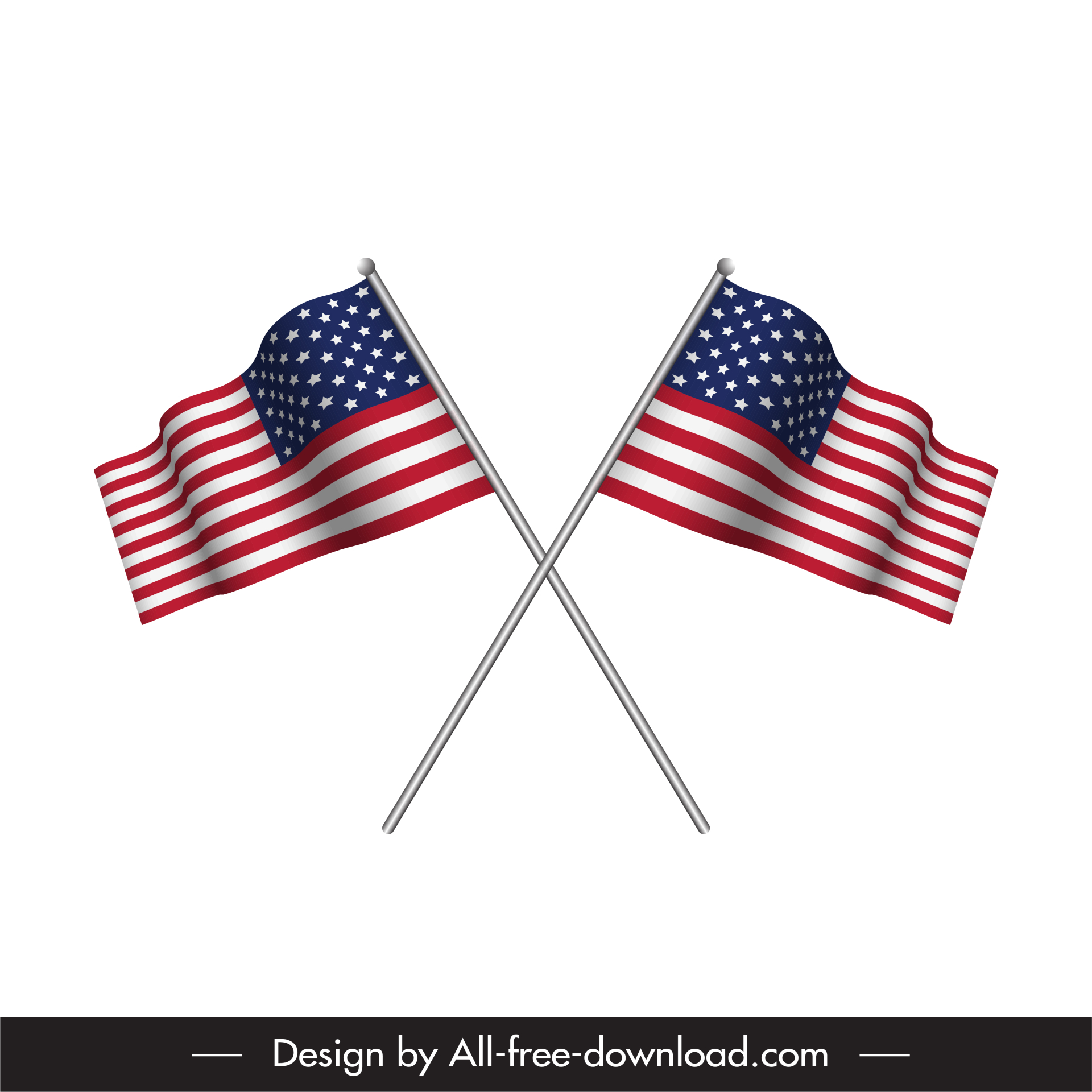 usa flags icons symmetric dynamic modern 3d sketch