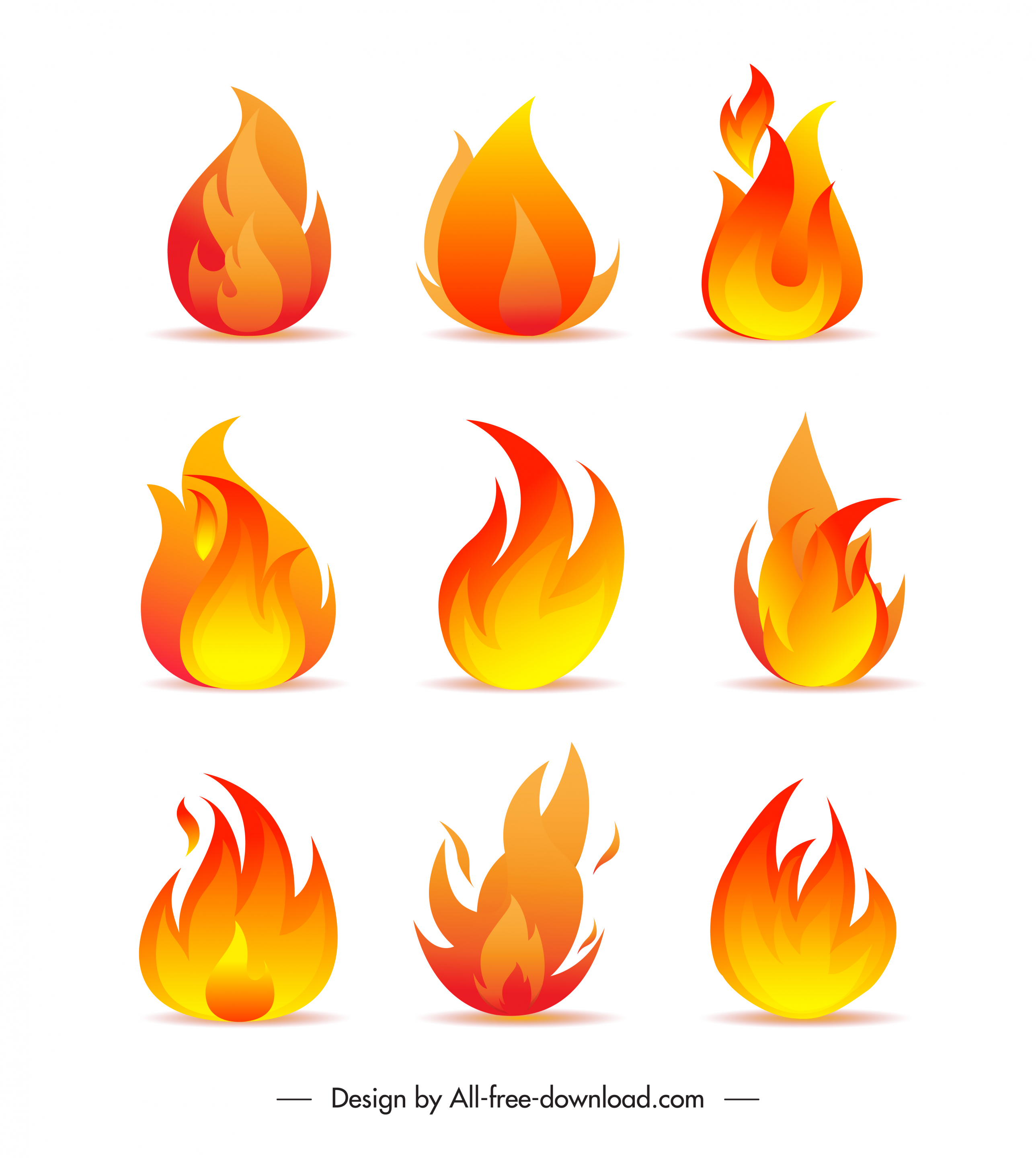 fire icons dynamic sketch modern orange shapes