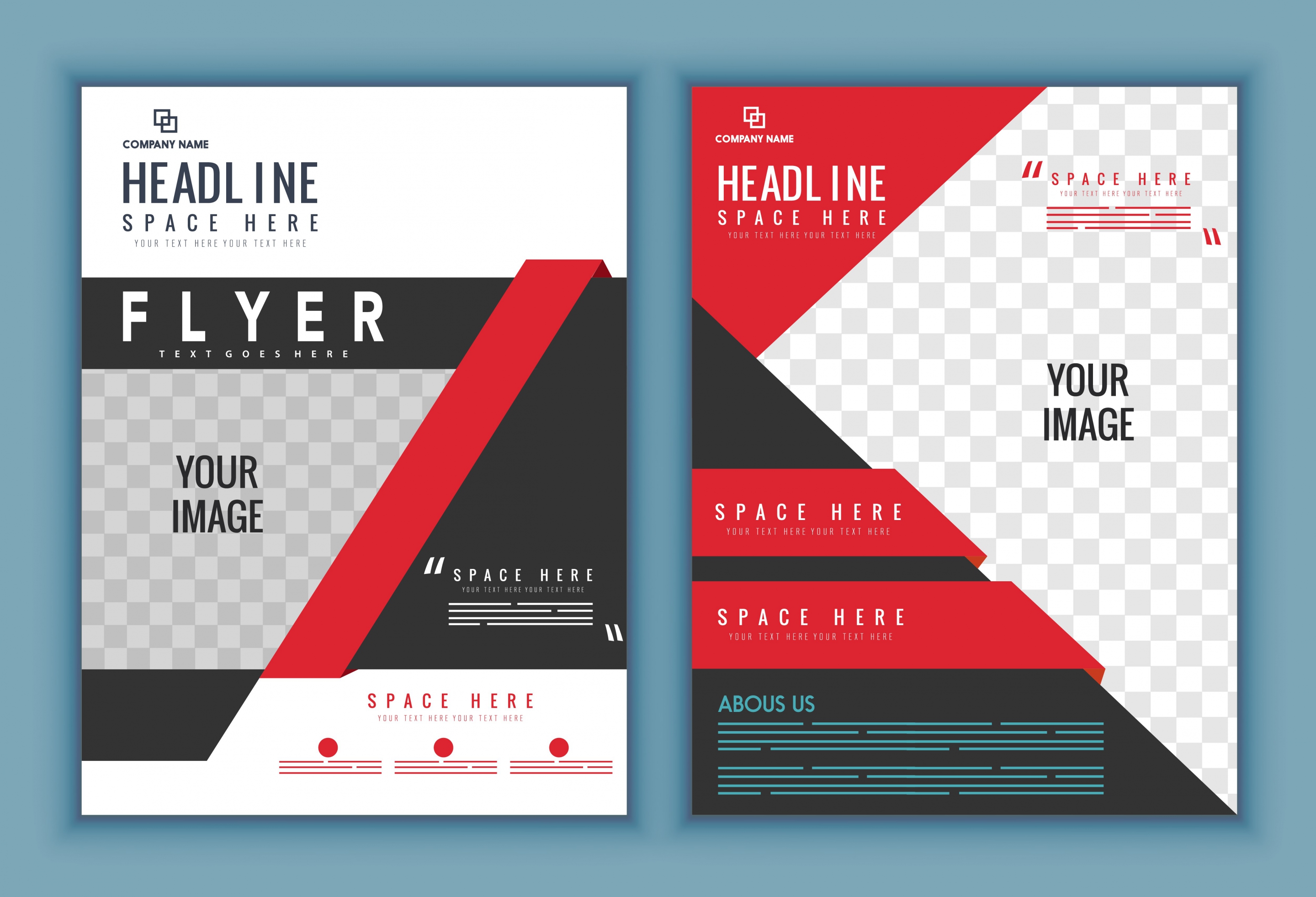 flyer template modern red white design squares decoration