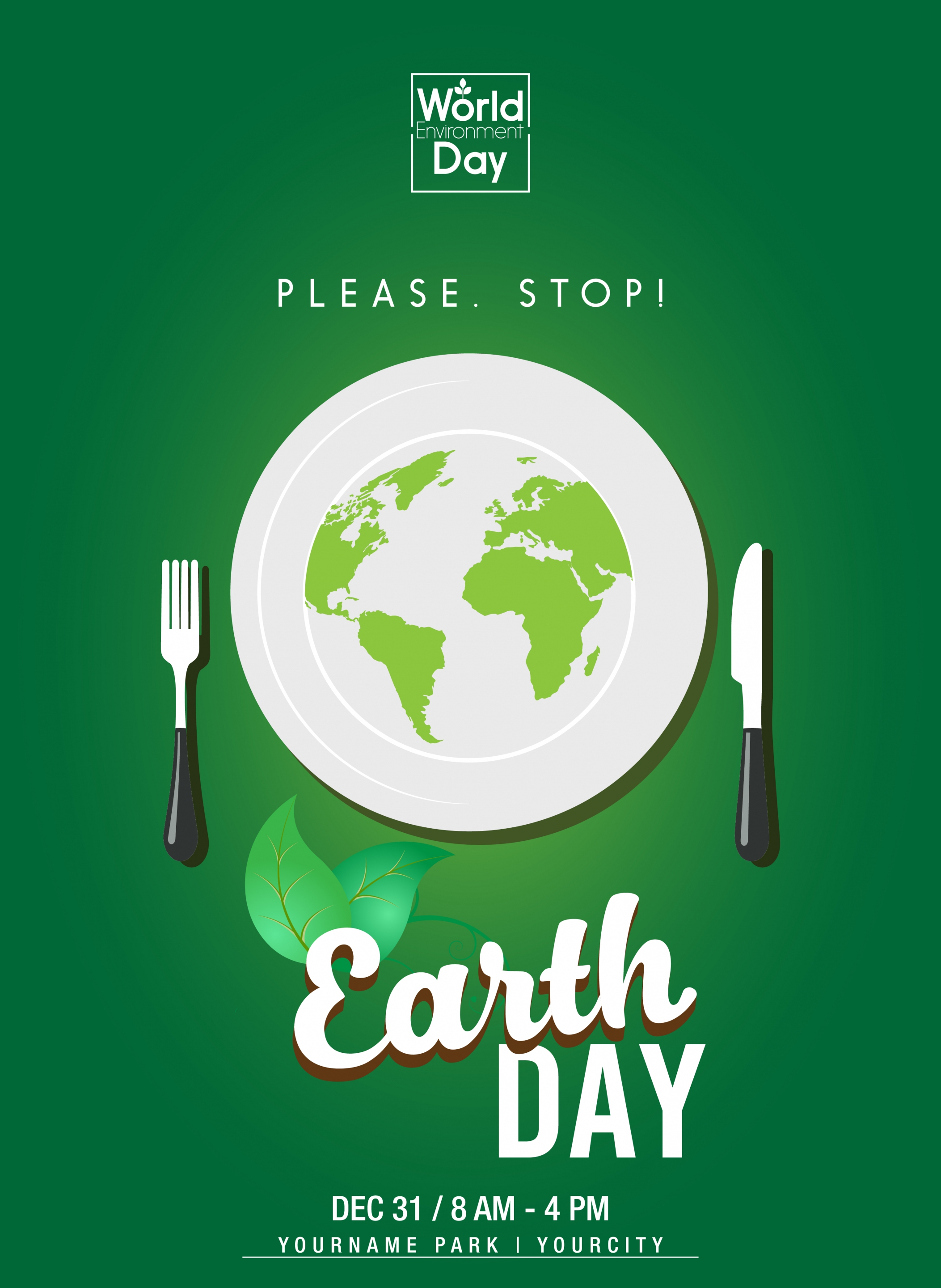 earth day banner green earth decorated dish icons