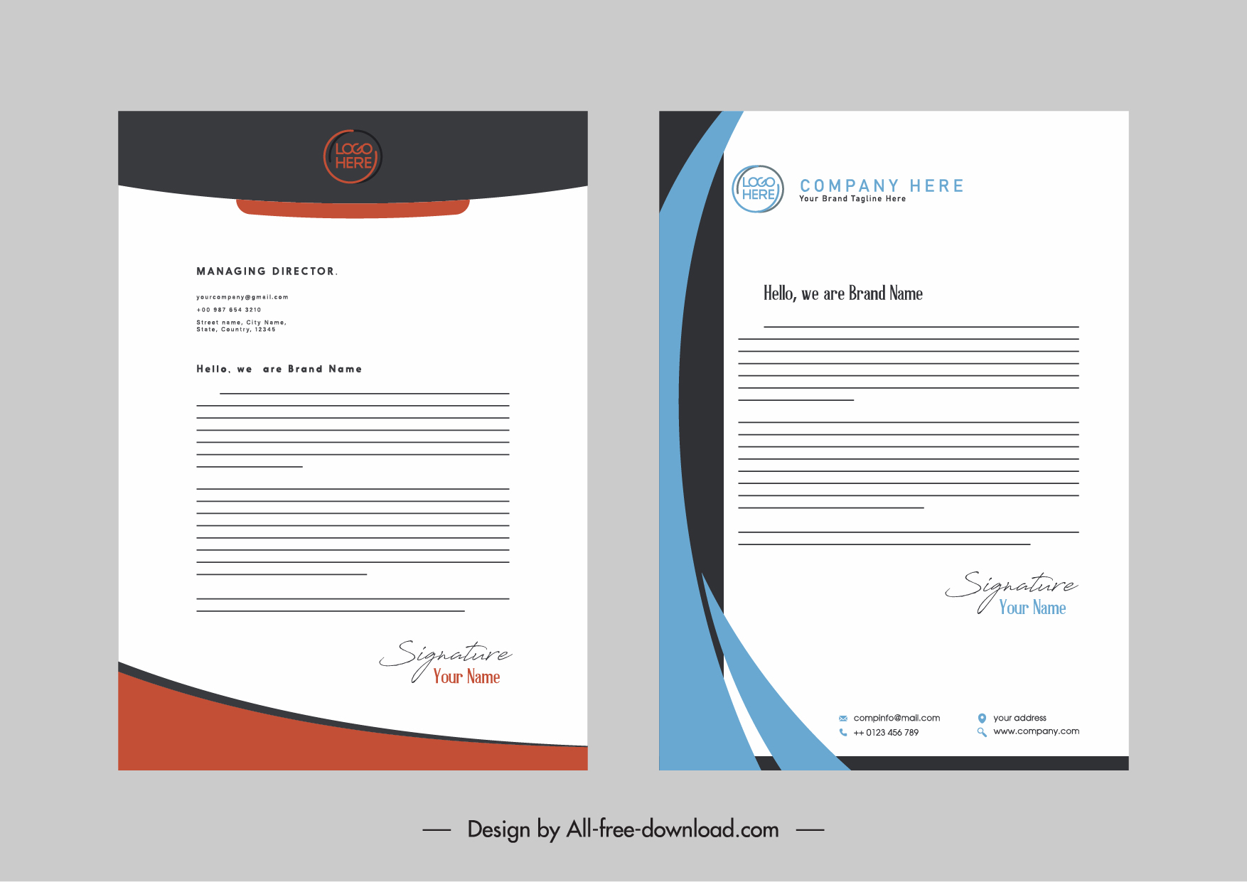 correspondence  letterhead business elegant contrast decorated template